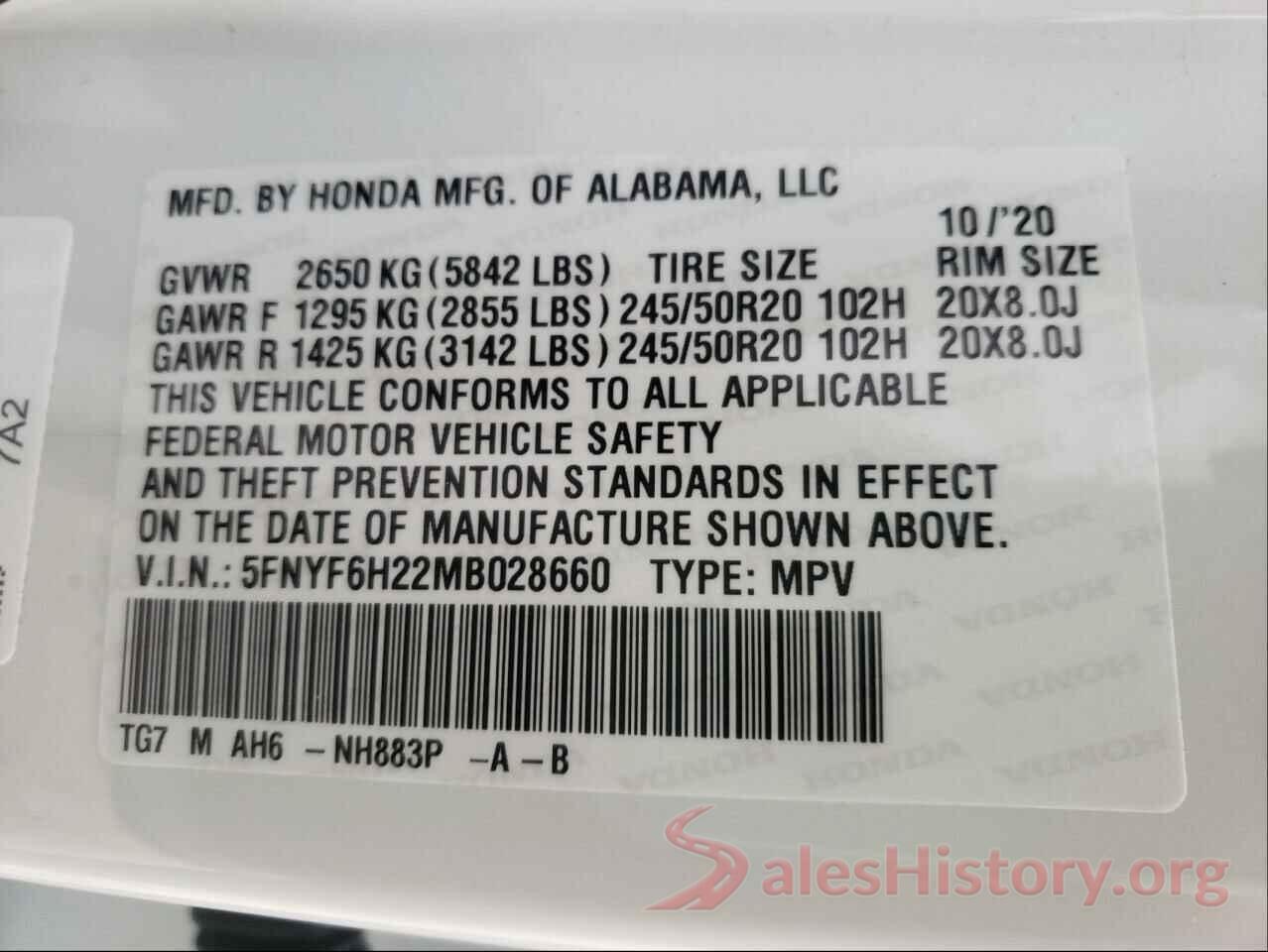 5FNYF6H22MB028660 2021 HONDA PILOT