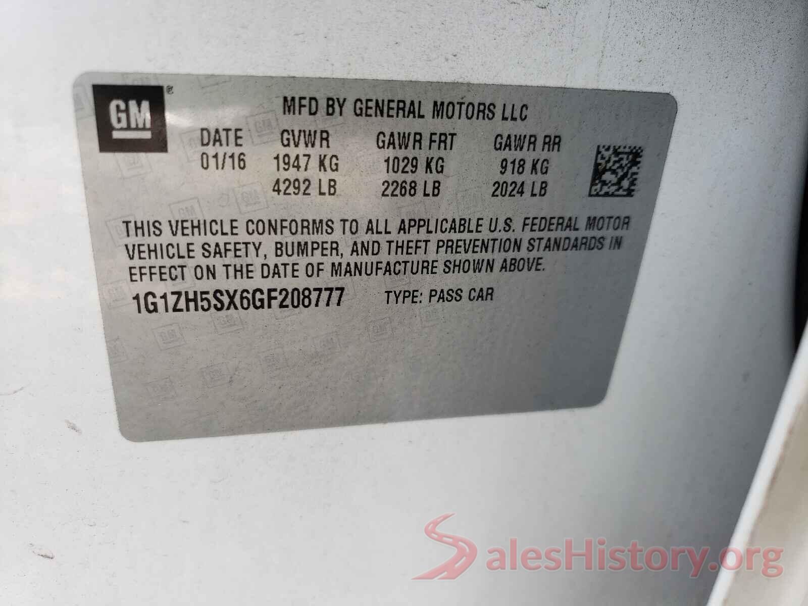 1G1ZH5SX6GF208777 2016 CHEVROLET MALIBU