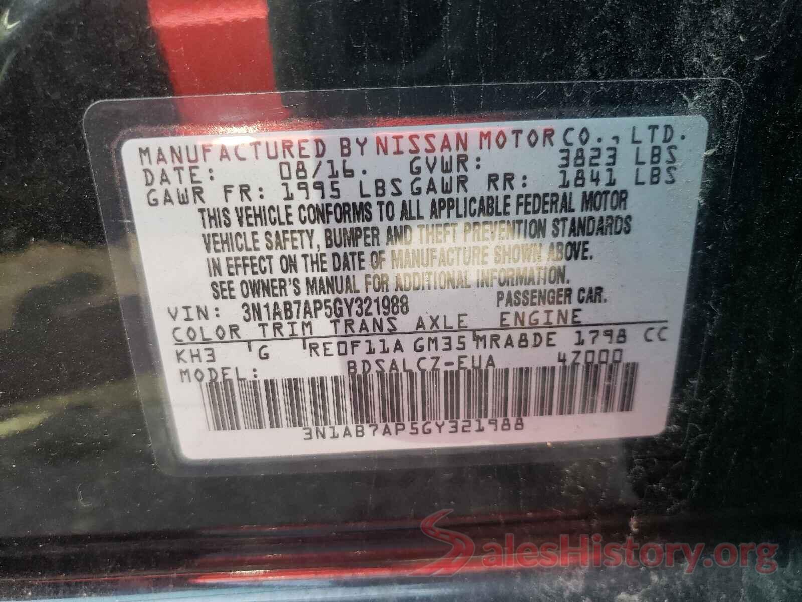 3N1AB7AP5GY321988 2016 NISSAN SENTRA