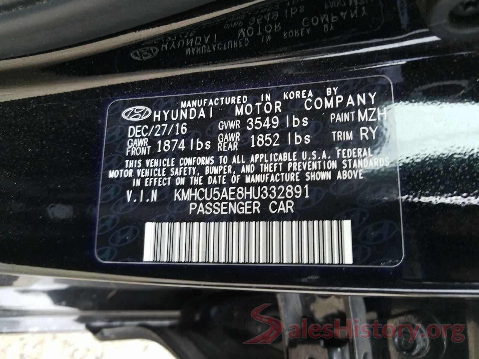 KMHCU5AE8HU332891 2017 HYUNDAI ACCENT