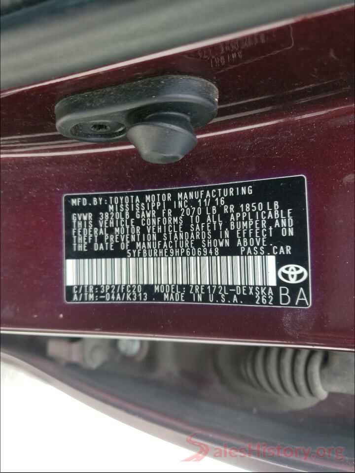 5YFBURHE9HP606948 2017 TOYOTA COROLLA