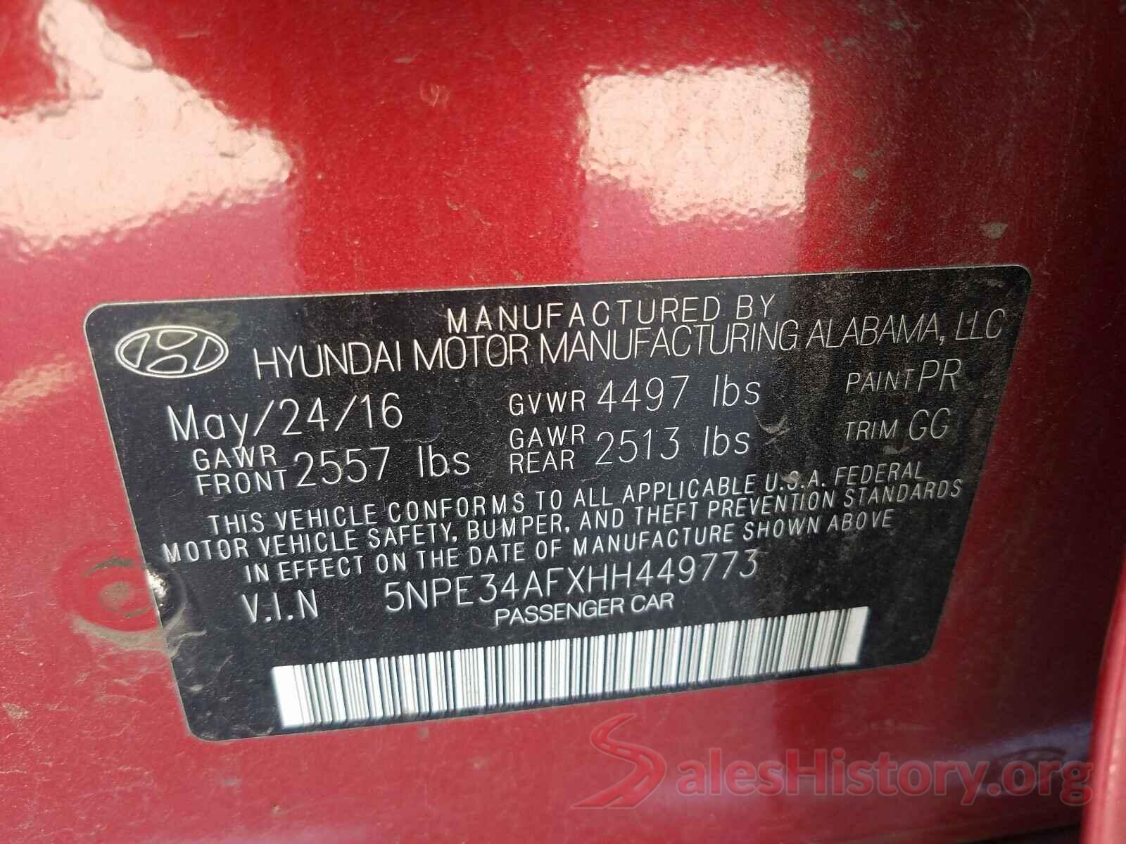 5NPE34AFXHH449773 2017 HYUNDAI SONATA