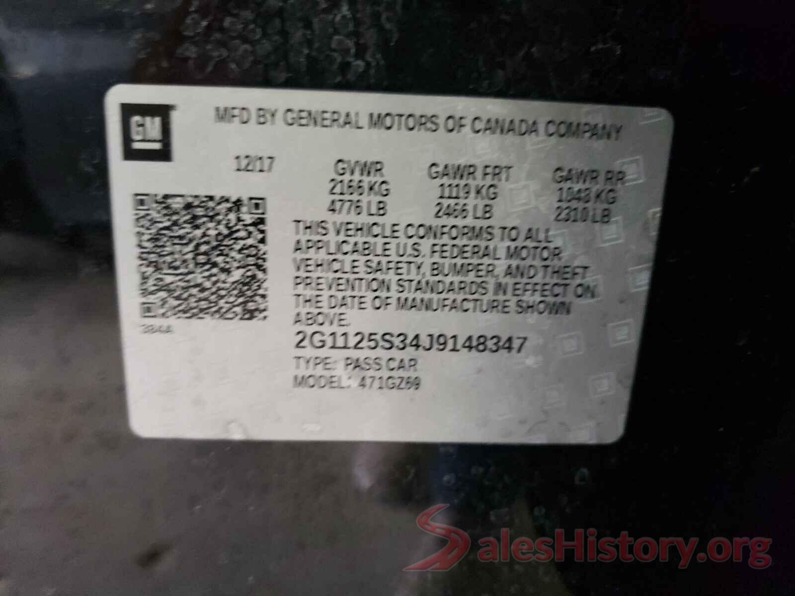 2G1125S34J9148347 2018 CHEVROLET IMPALA