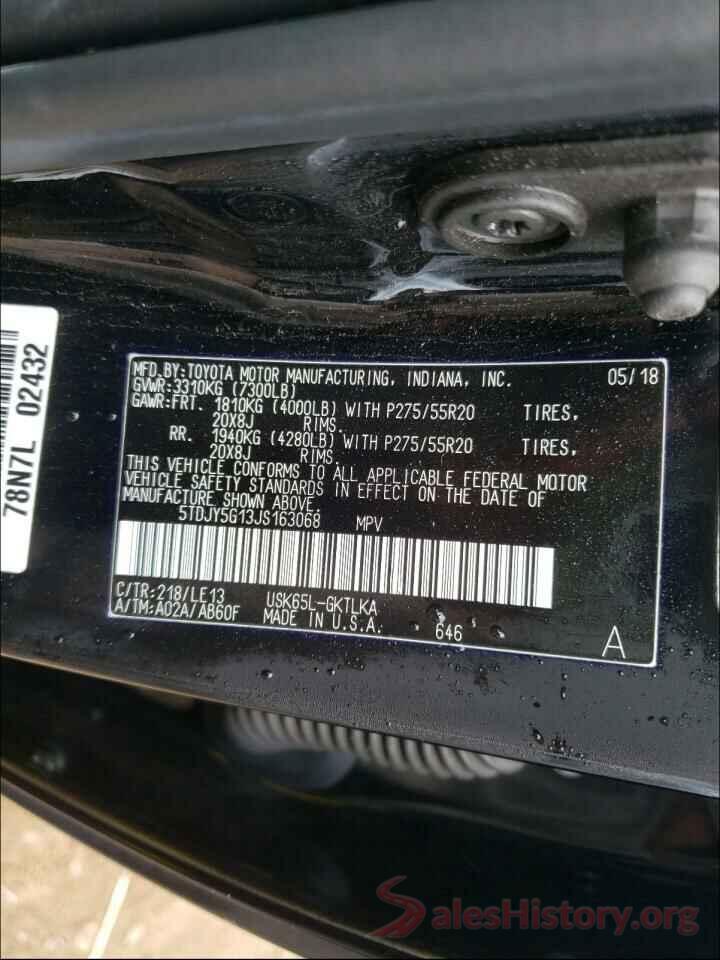 5TDJY5G13JS163068 2018 TOYOTA SEQUOIA