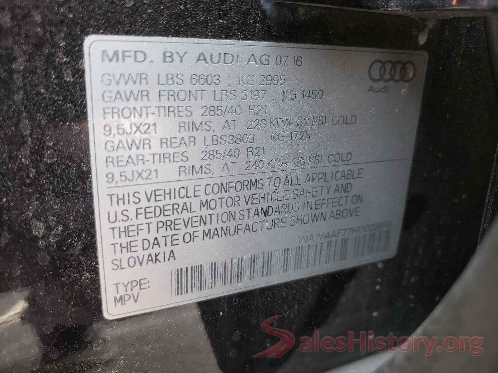 WA1VAAF77HD023688 2017 AUDI Q7