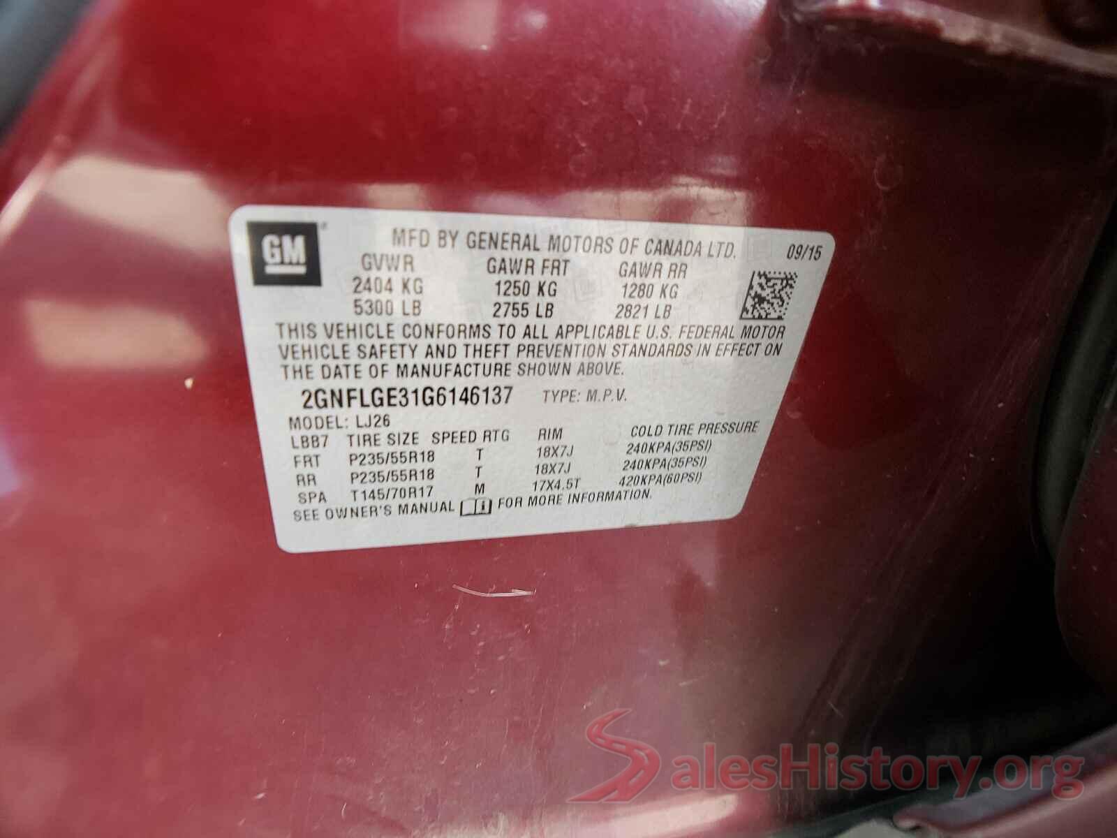 2GNFLGE31G6146137 2016 CHEVROLET EQUINOX