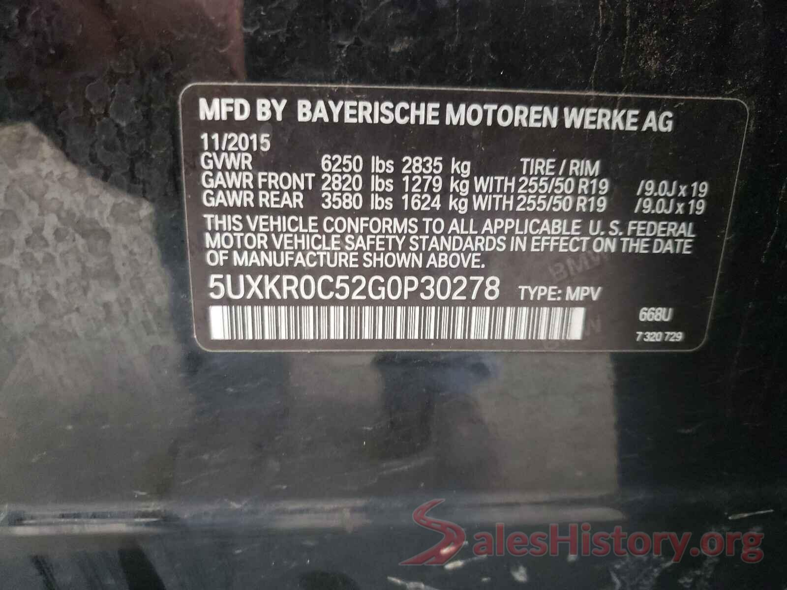 5UXKR0C52G0P30278 2016 BMW X5