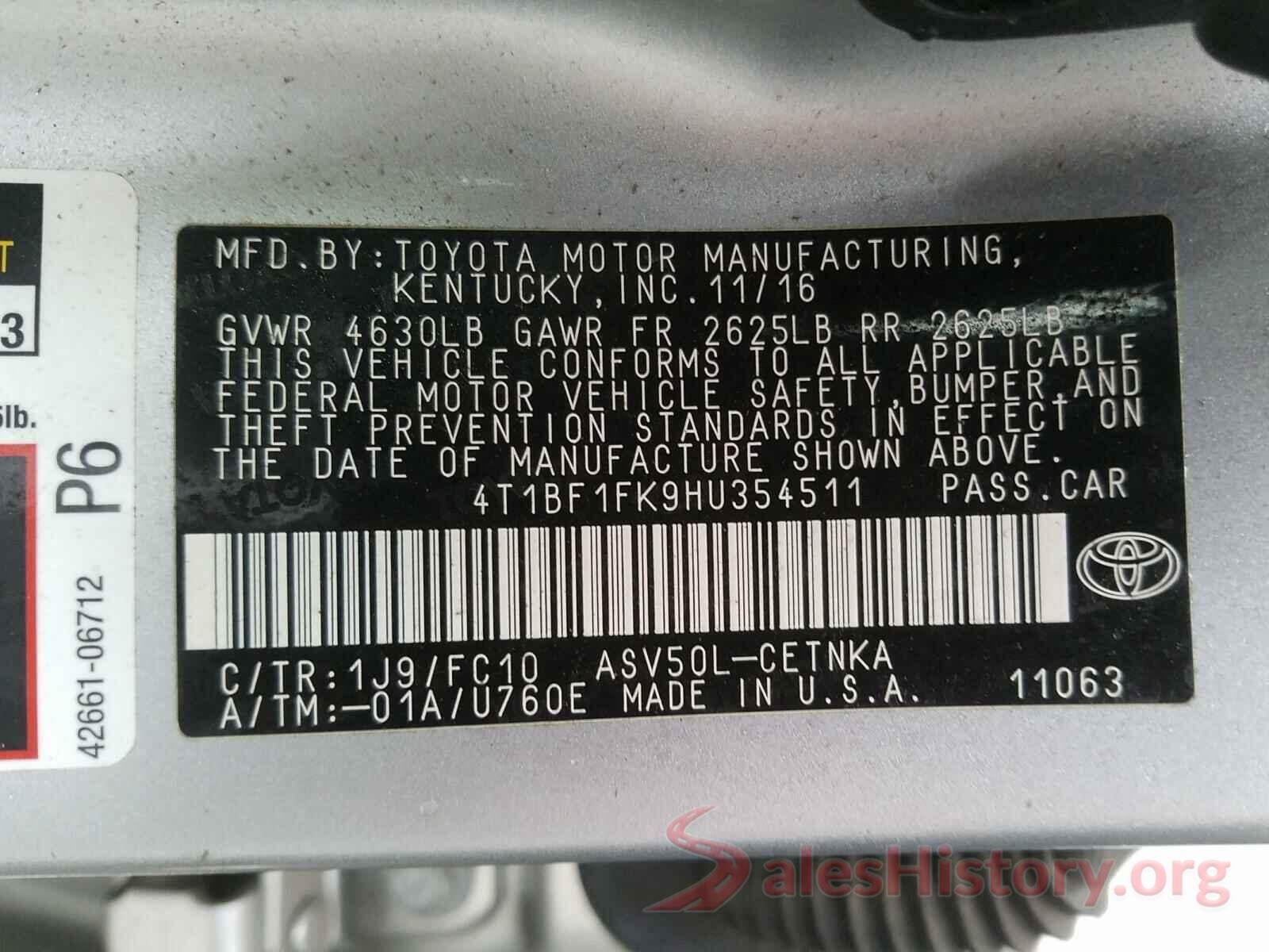 4T1BF1FK9HU354511 2017 TOYOTA CAMRY