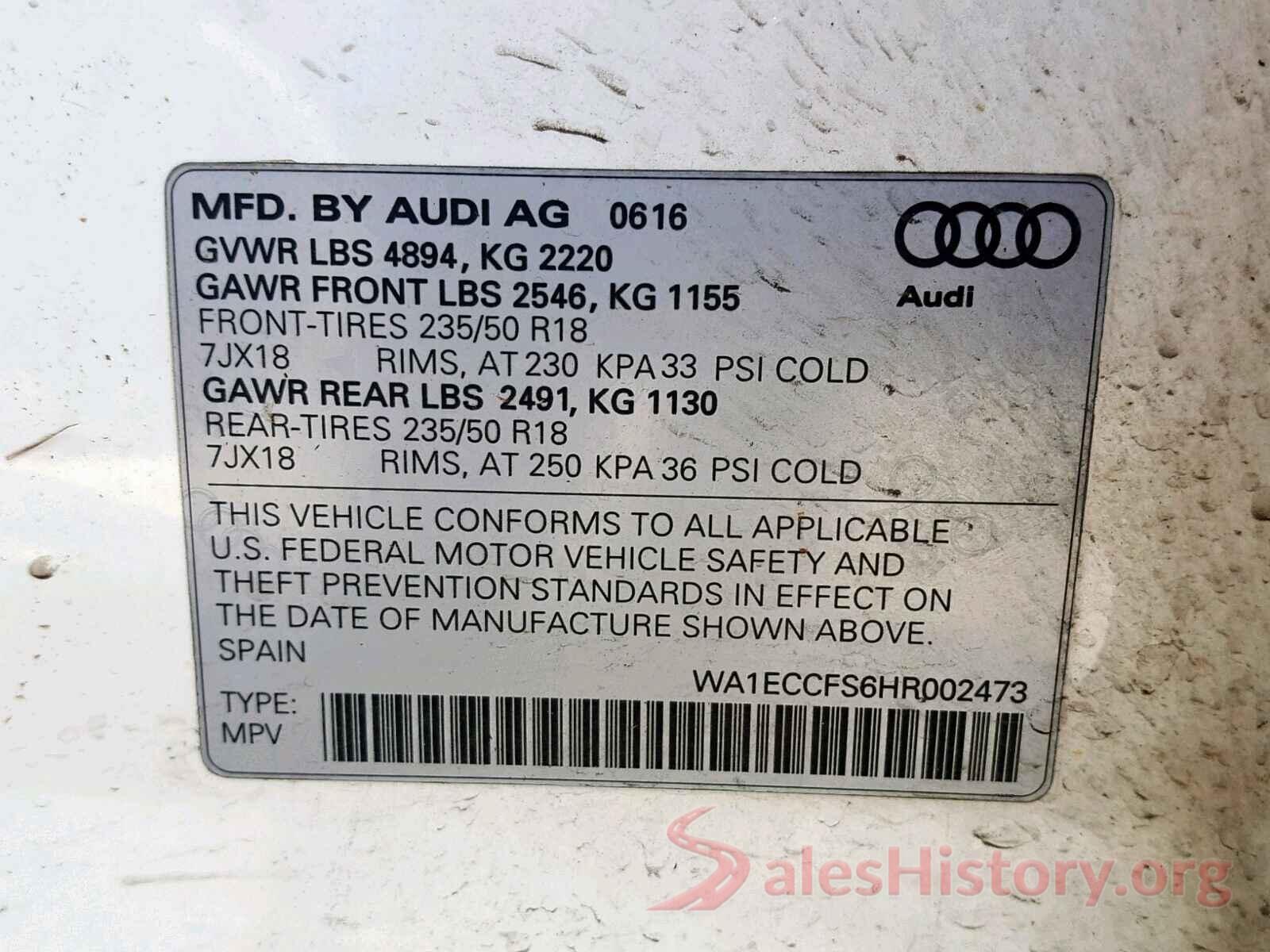 WA1ECCFS6HR002473 2017 AUDI Q3 PREMIUM