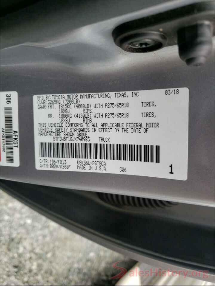 5TFDW5F18JX740983 2018 TOYOTA TUNDRA