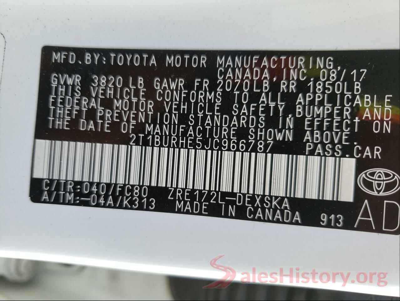 2T1BURHE5JC966787 2018 TOYOTA COROLLA