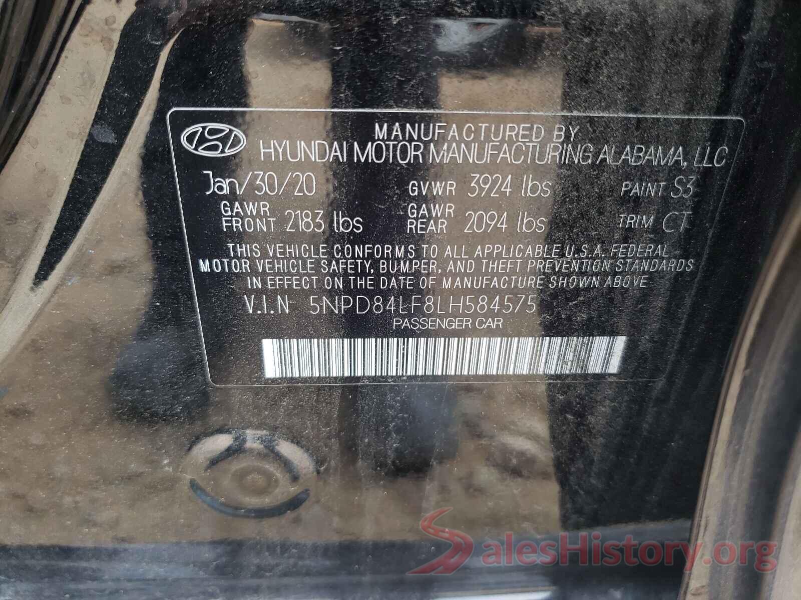 5NPD84LF8LH584575 2020 HYUNDAI ELANTRA