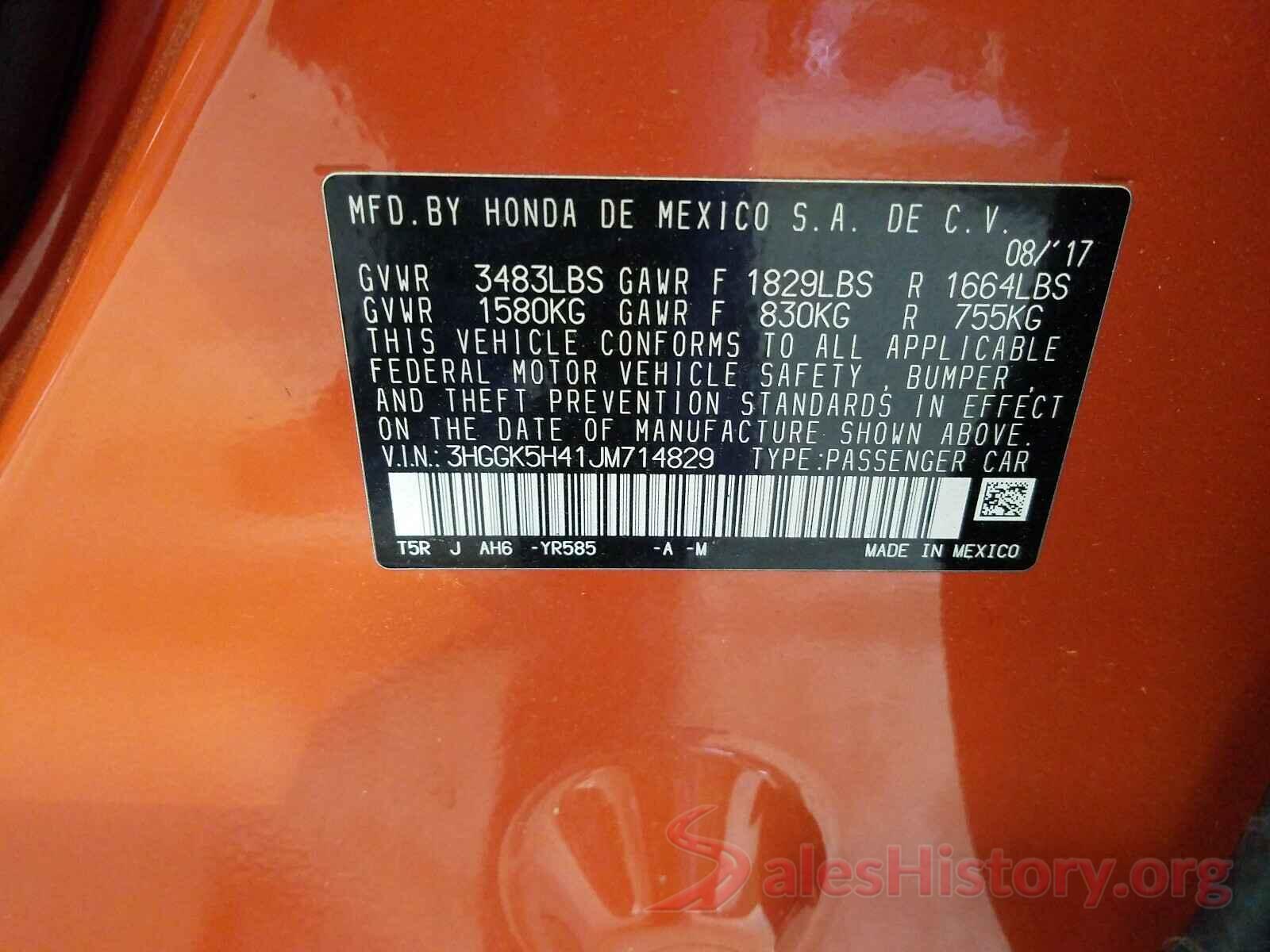 3HGGK5H41JM714829 2018 HONDA FIT