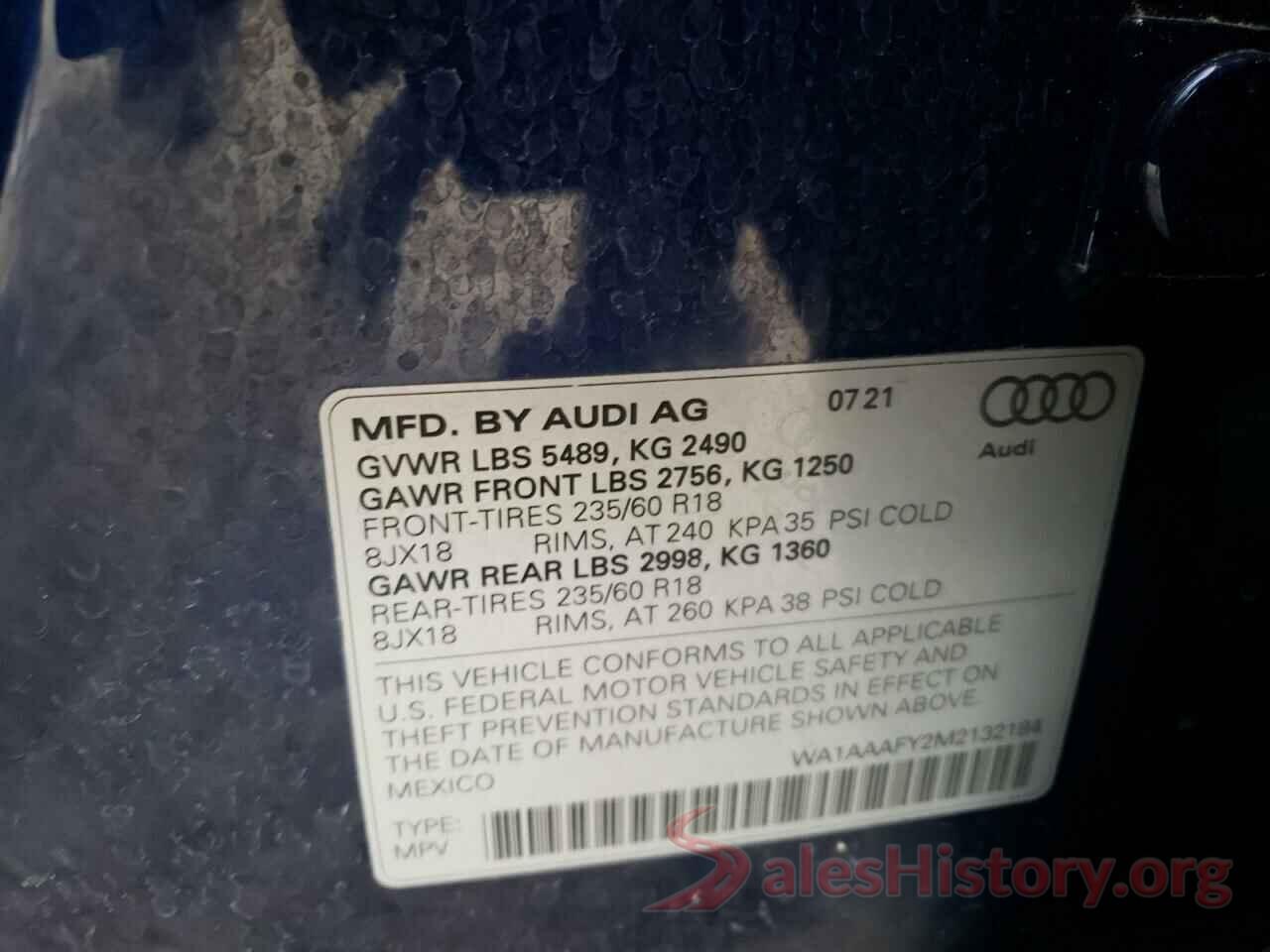 WA1AAAFY2M2132184 2021 AUDI Q5