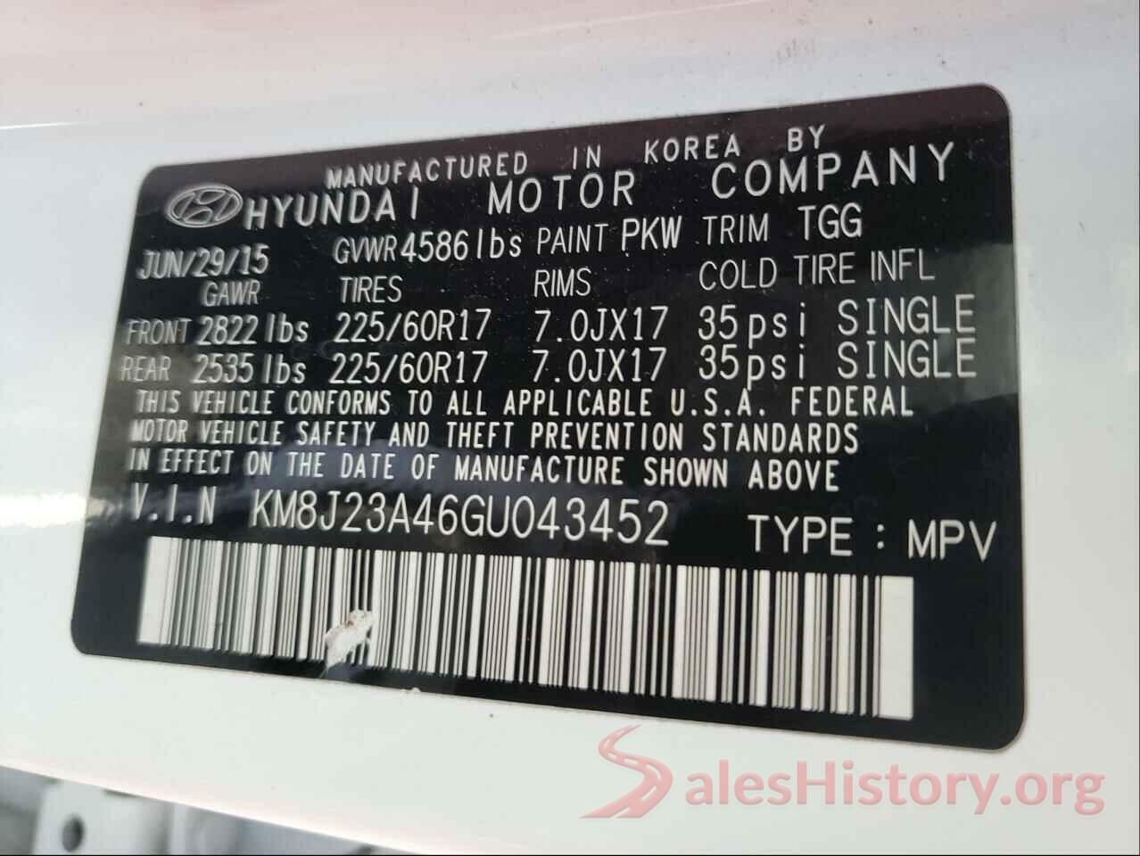 KM8J23A46GU043452 2016 HYUNDAI TUCSON