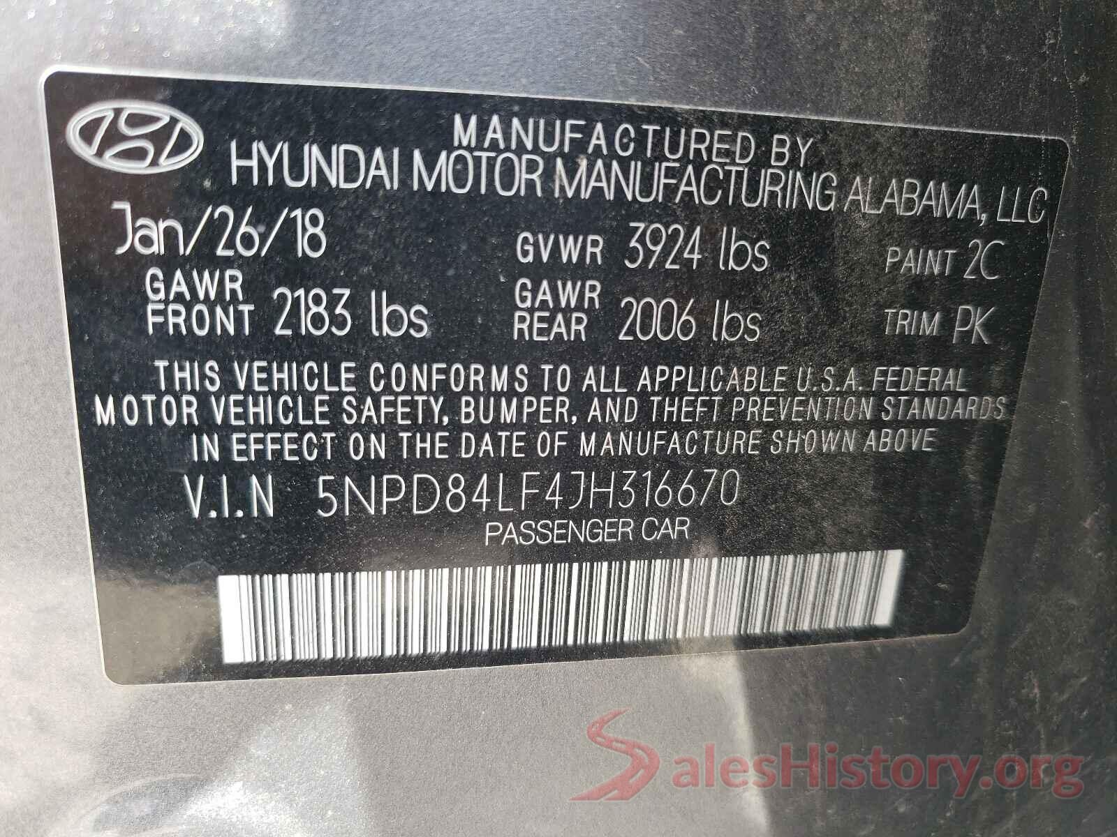 5NPD84LF4JH316670 2018 HYUNDAI ELANTRA