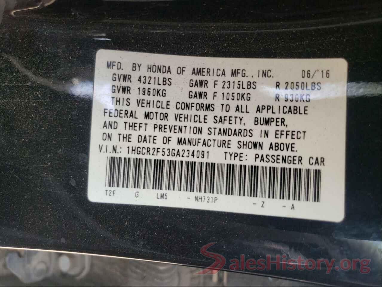 1HGCR2F53GA234091 2016 HONDA ACCORD