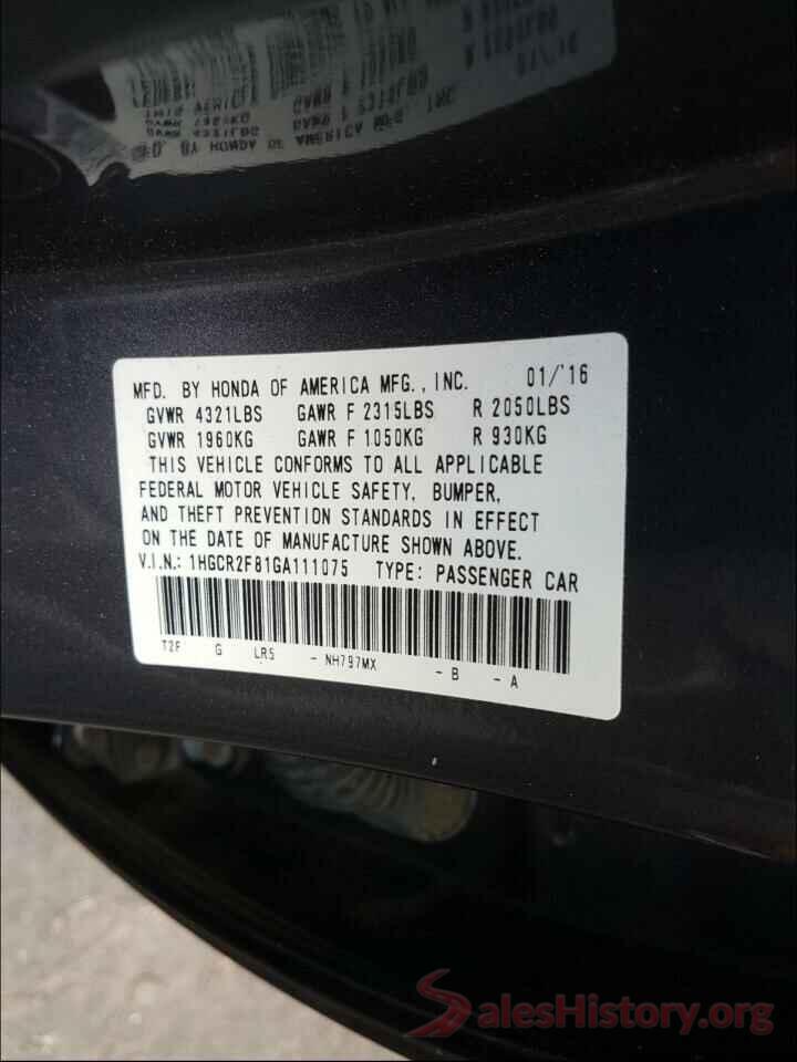 1HGCR2F81GA111075 2016 HONDA ACCORD