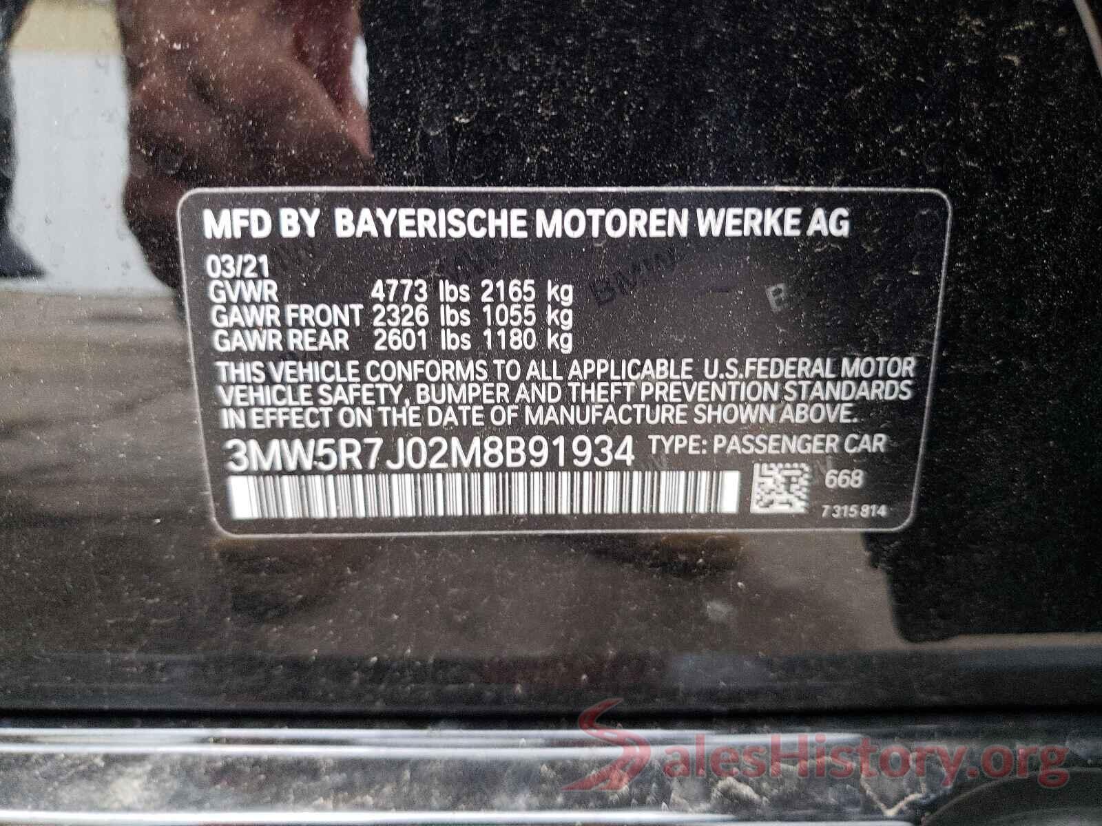 3MW5R7J02M8B91934 2021 BMW 3 SERIES