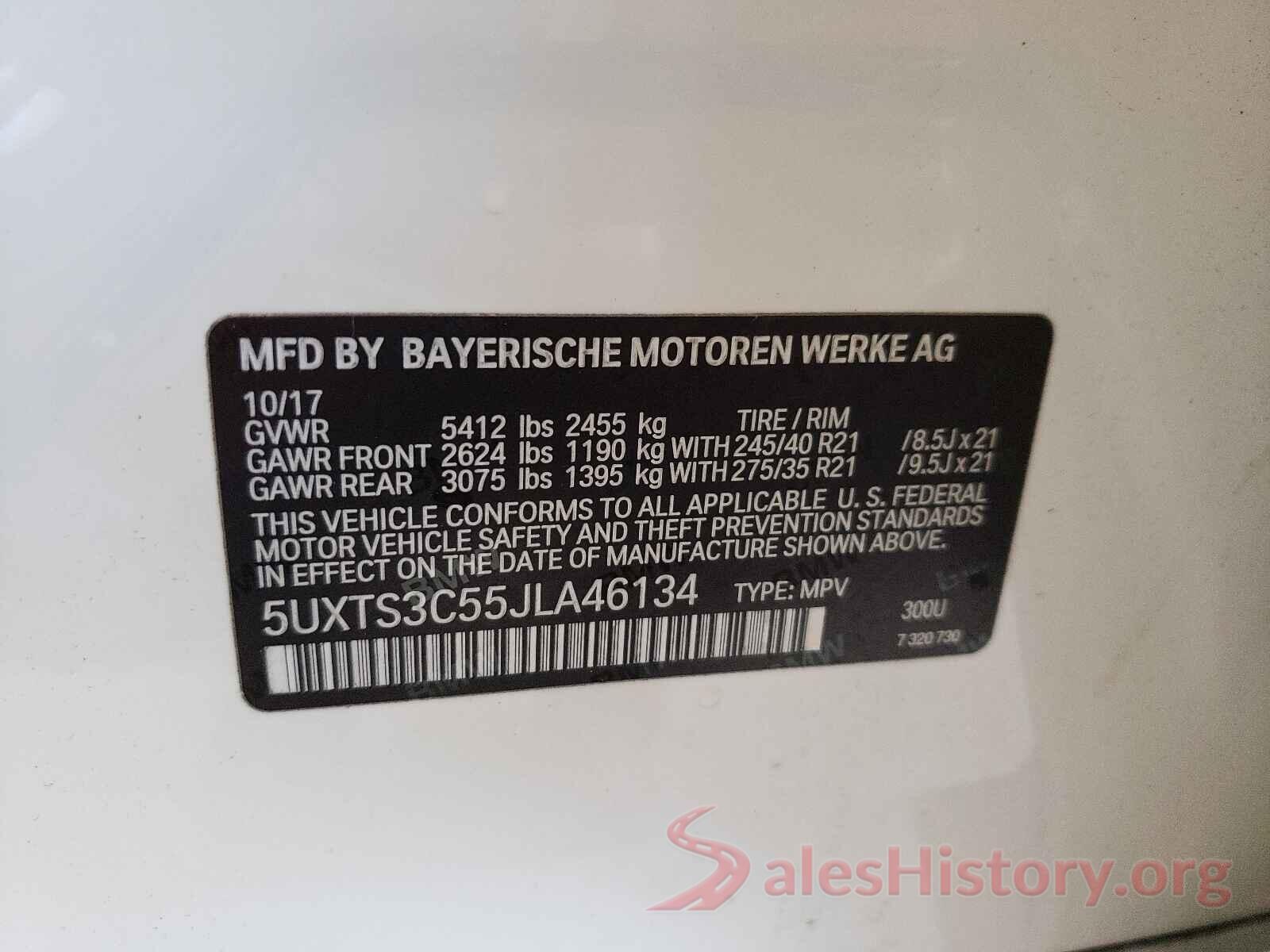 5UXTS3C55JLA46134 2018 BMW X3