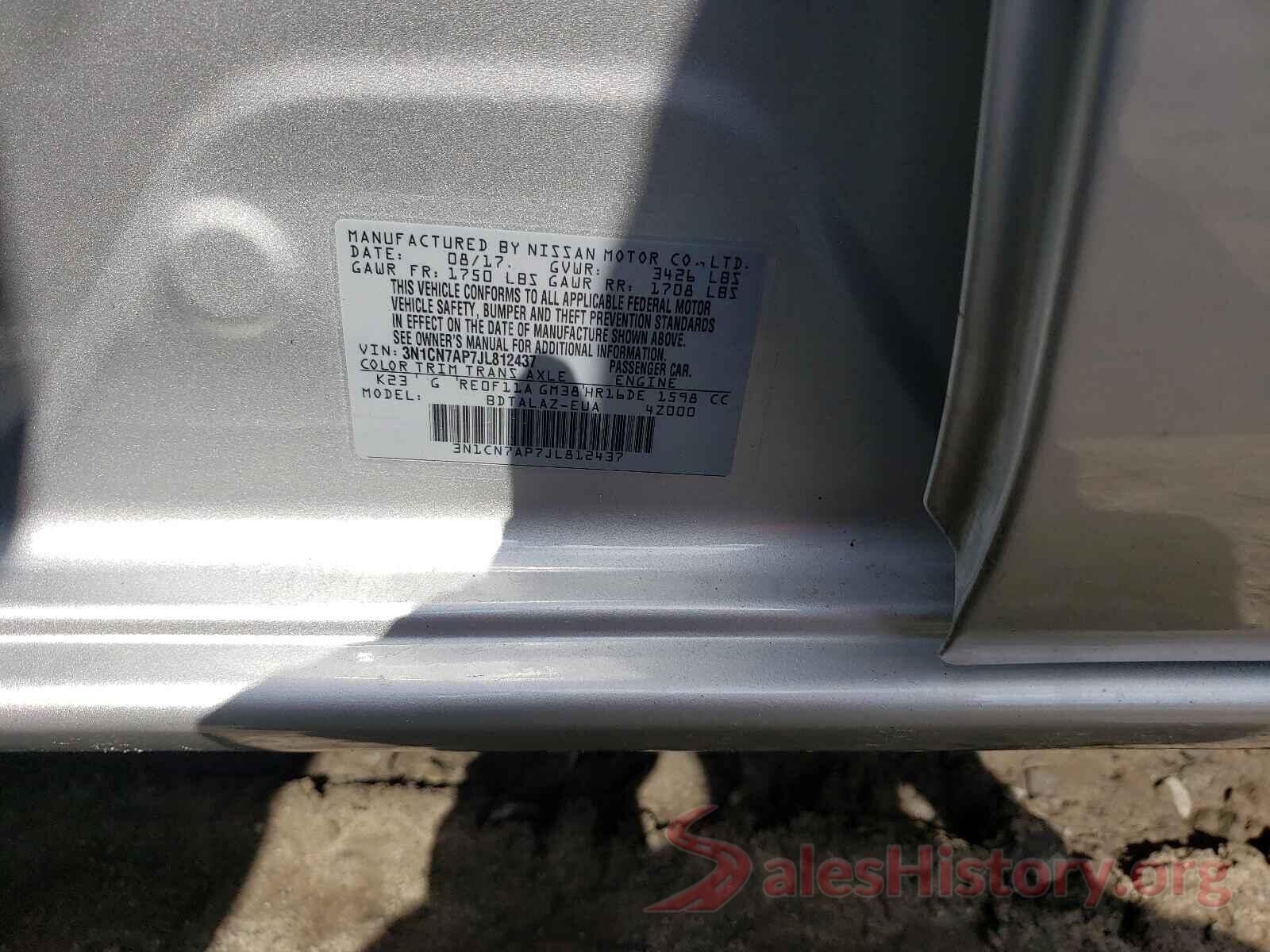 3N1CN7AP7JL812437 2018 NISSAN VERSA