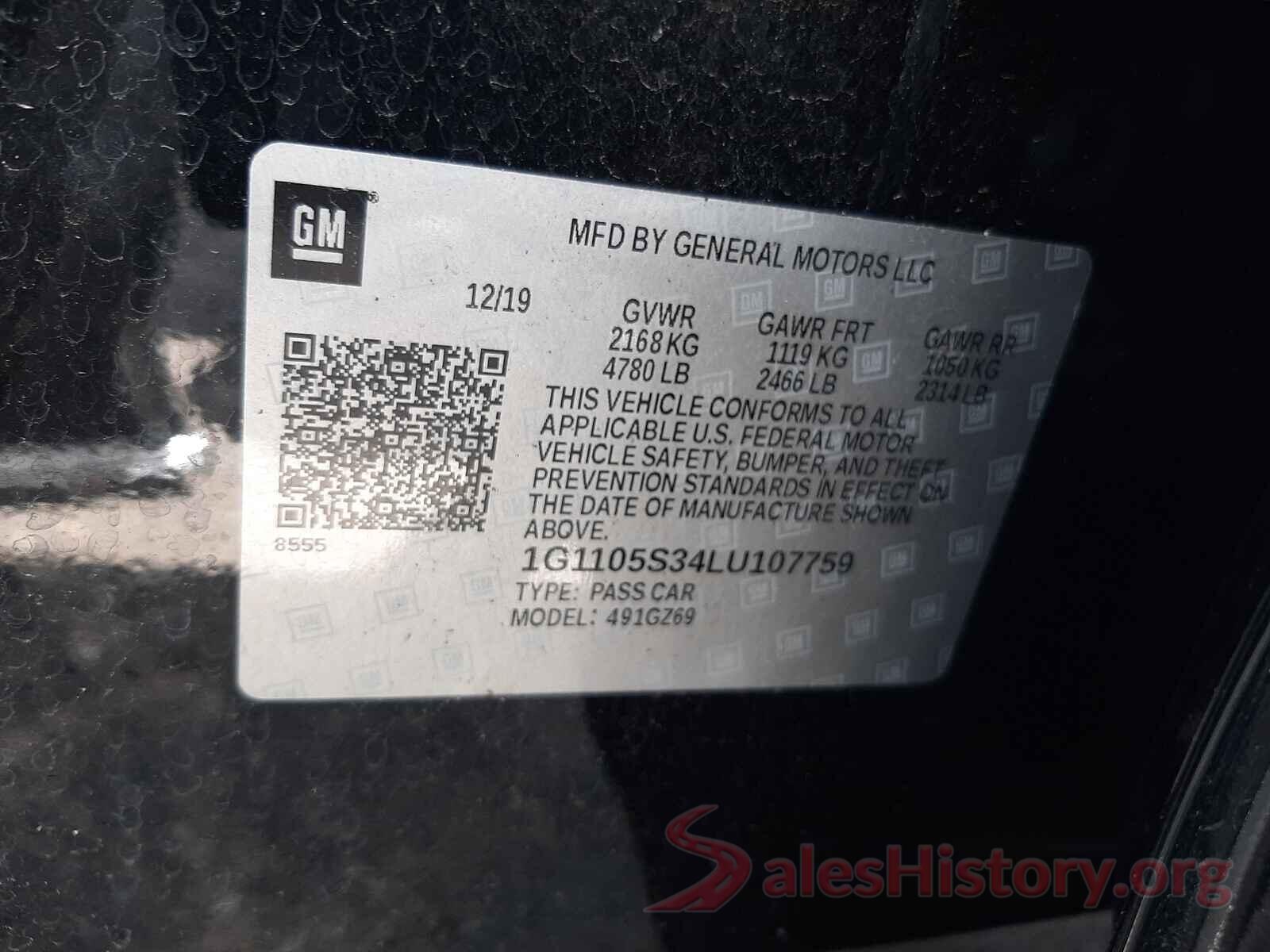 1G1105S34LU107759 2020 CHEVROLET IMPALA