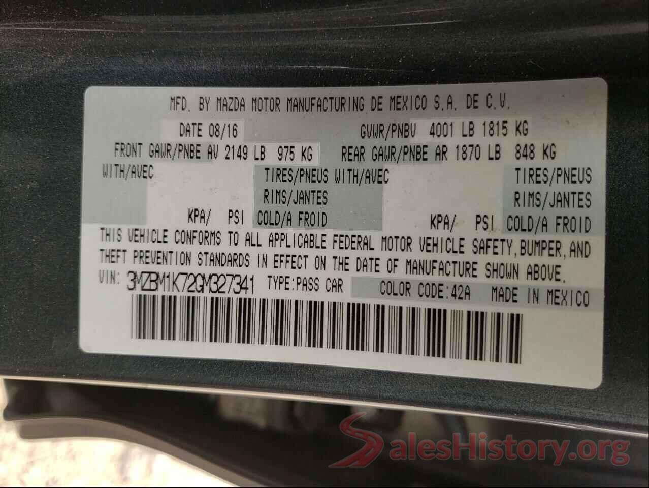 3MZBM1K72GM327341 2016 MAZDA 3