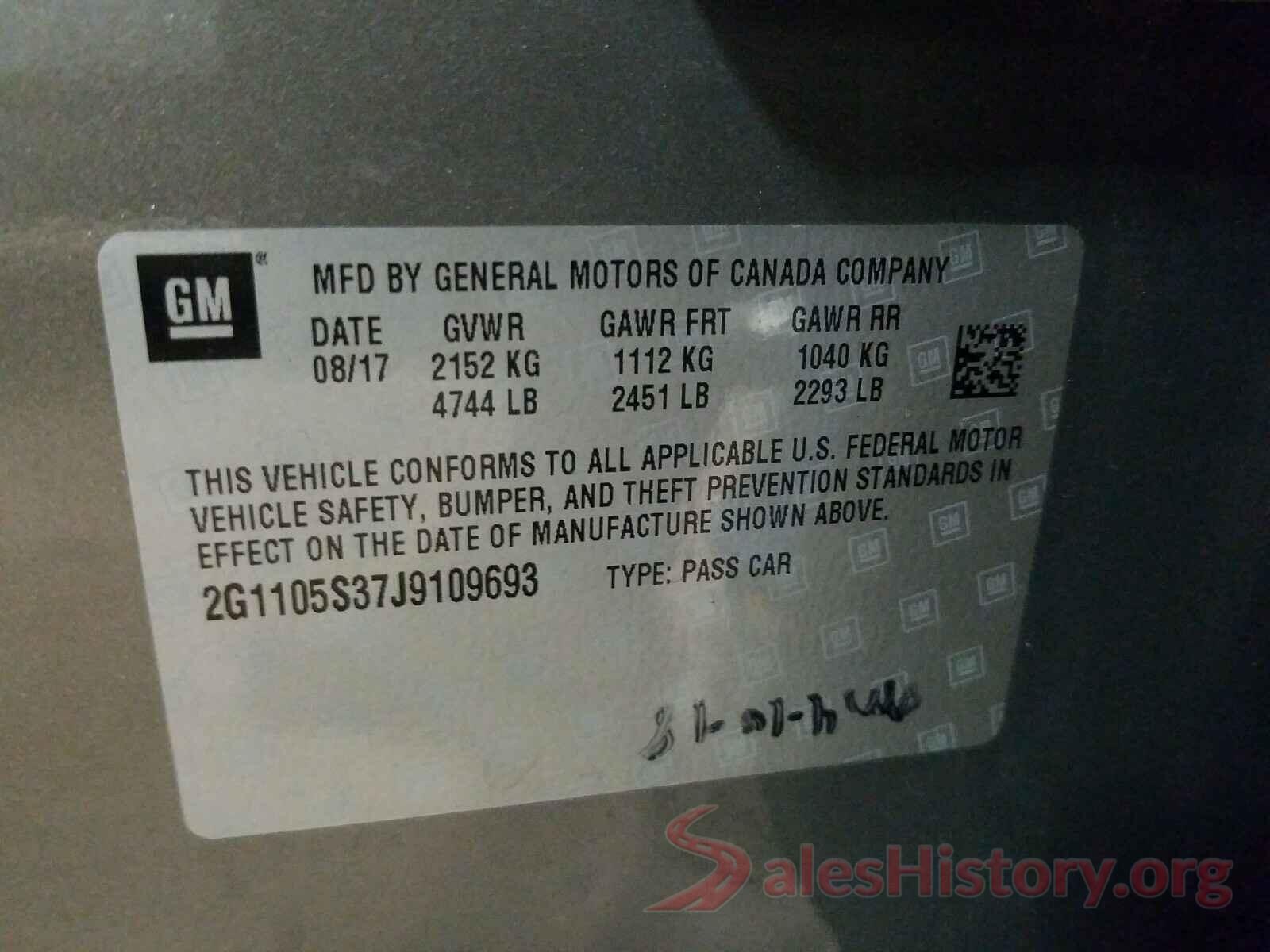 2G1105S37J9109693 2018 CHEVROLET IMPALA