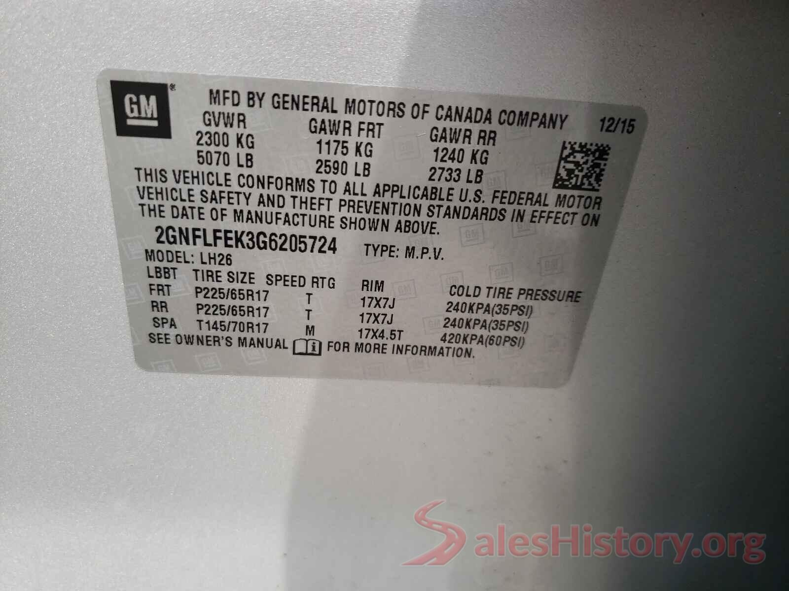 2GNFLFEK3G6205724 2016 CHEVROLET EQUINOX