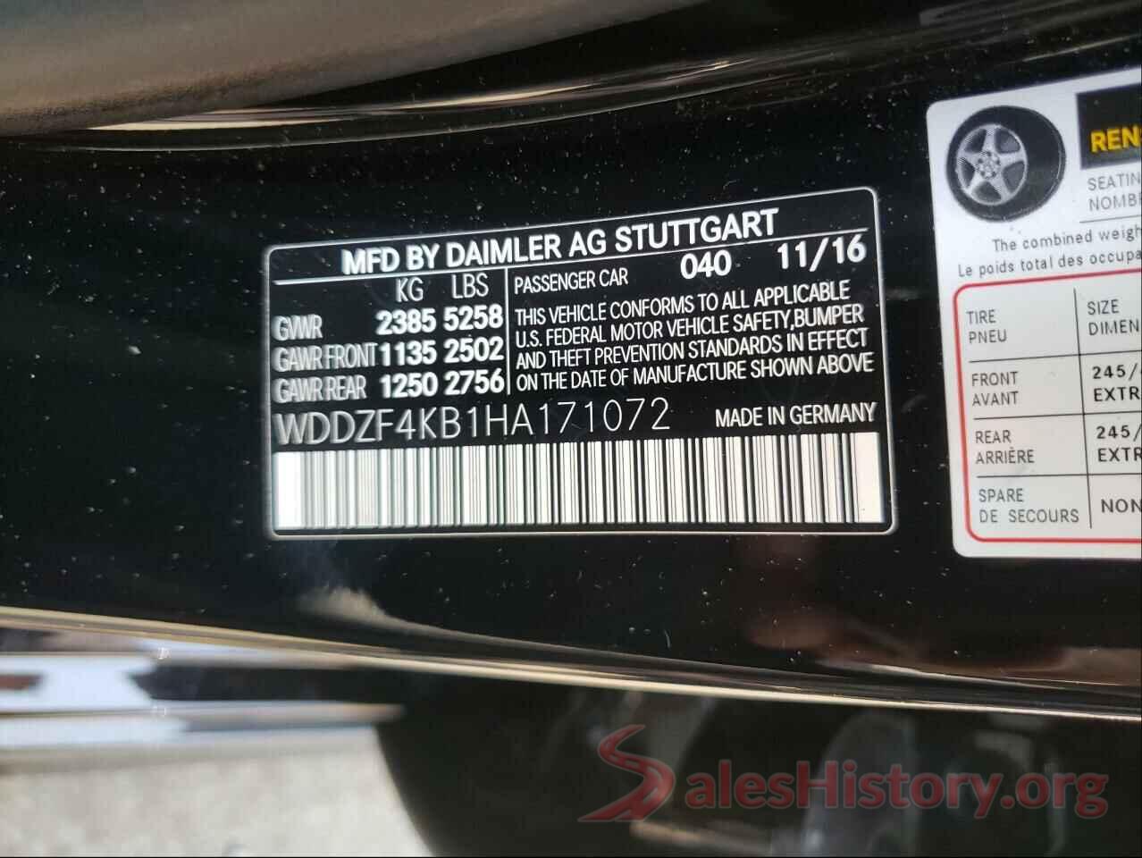 WDDZF4KB1HA171072 2017 MERCEDES-BENZ E-CLASS