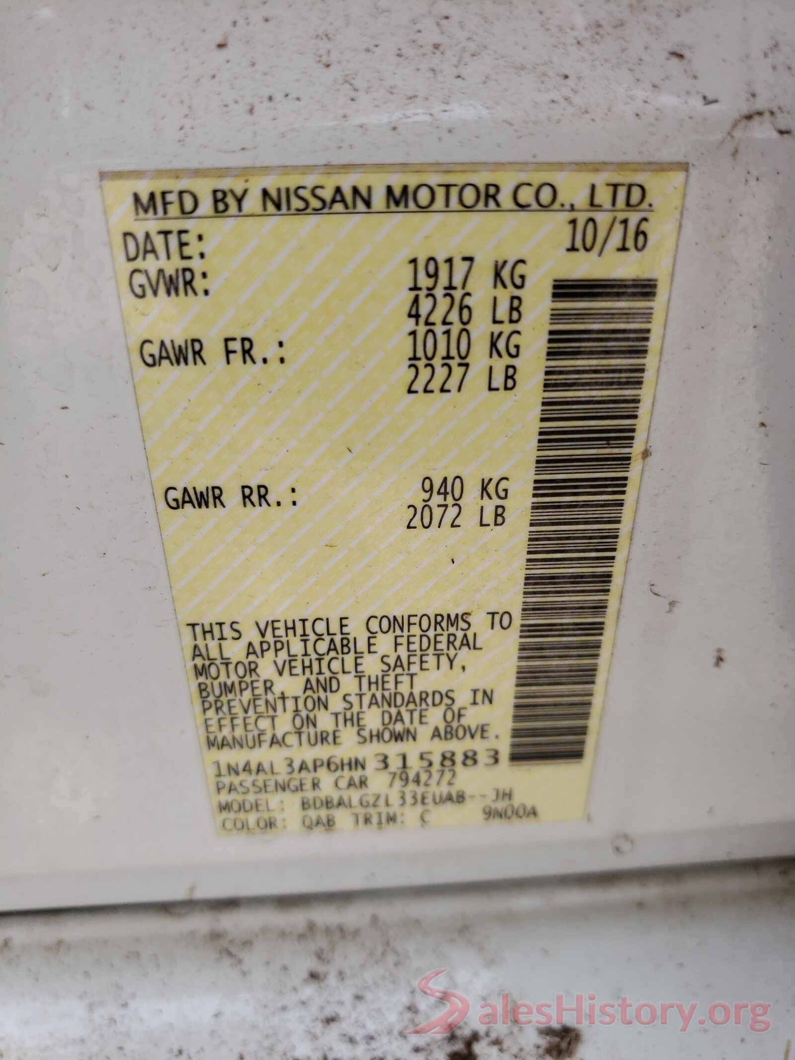 1N4AL3AP6HN315883 2017 NISSAN ALTIMA