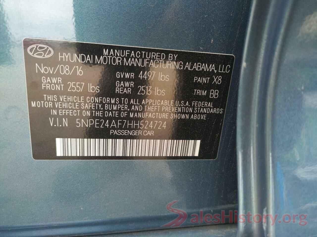 5NPE24AF7HH524724 2017 HYUNDAI SONATA