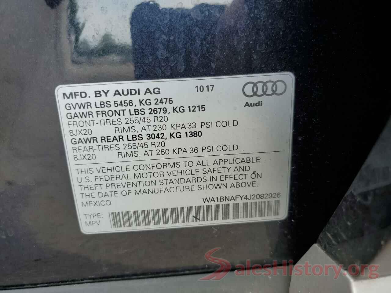 WA1BNAFY4J2082926 2018 AUDI Q5