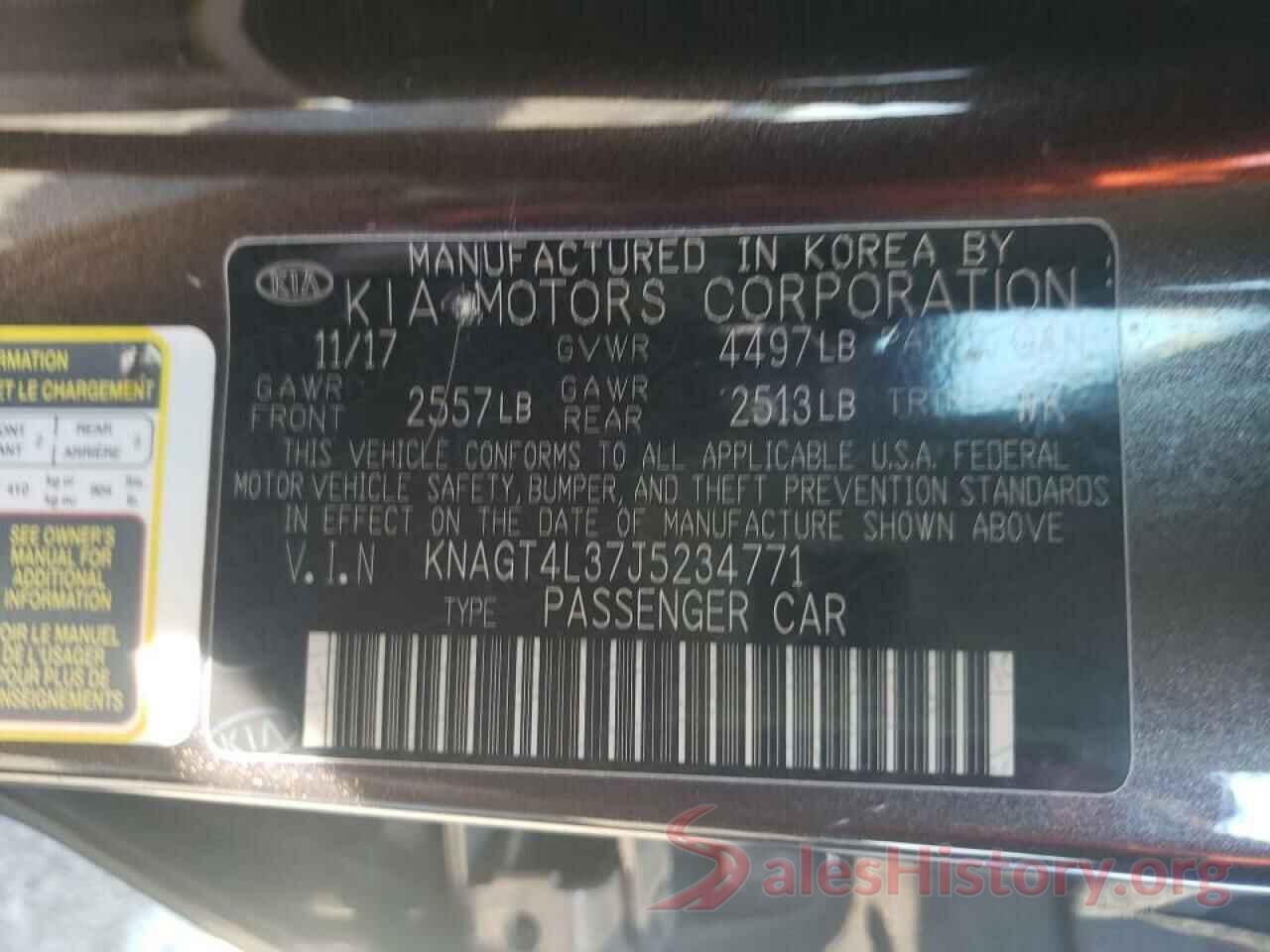 KNAGT4L37J5234771 2018 KIA OPTIMA