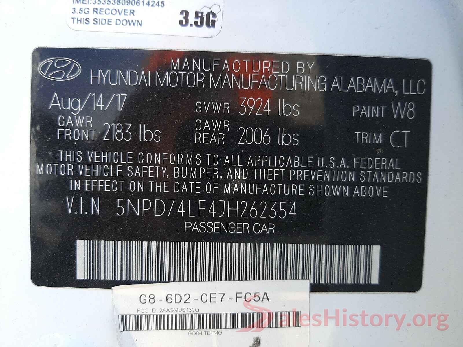 5NPD74LF4JH262354 2018 HYUNDAI ELANTRA