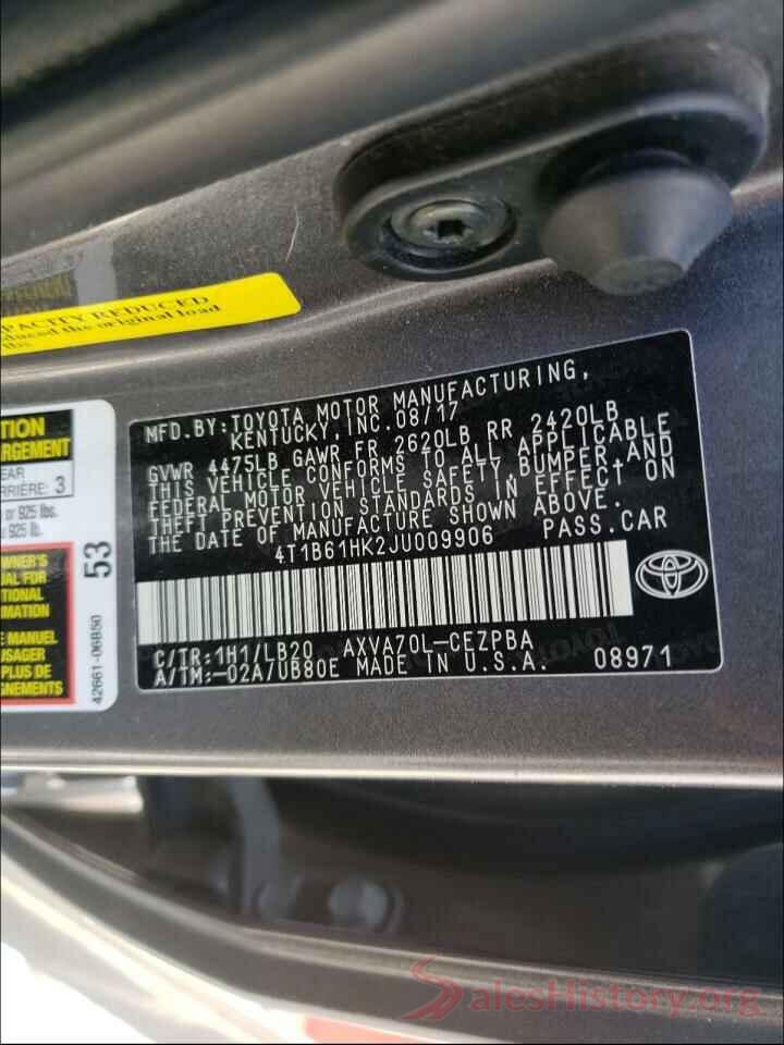 4T1B61HK2JU009906 2018 TOYOTA CAMRY