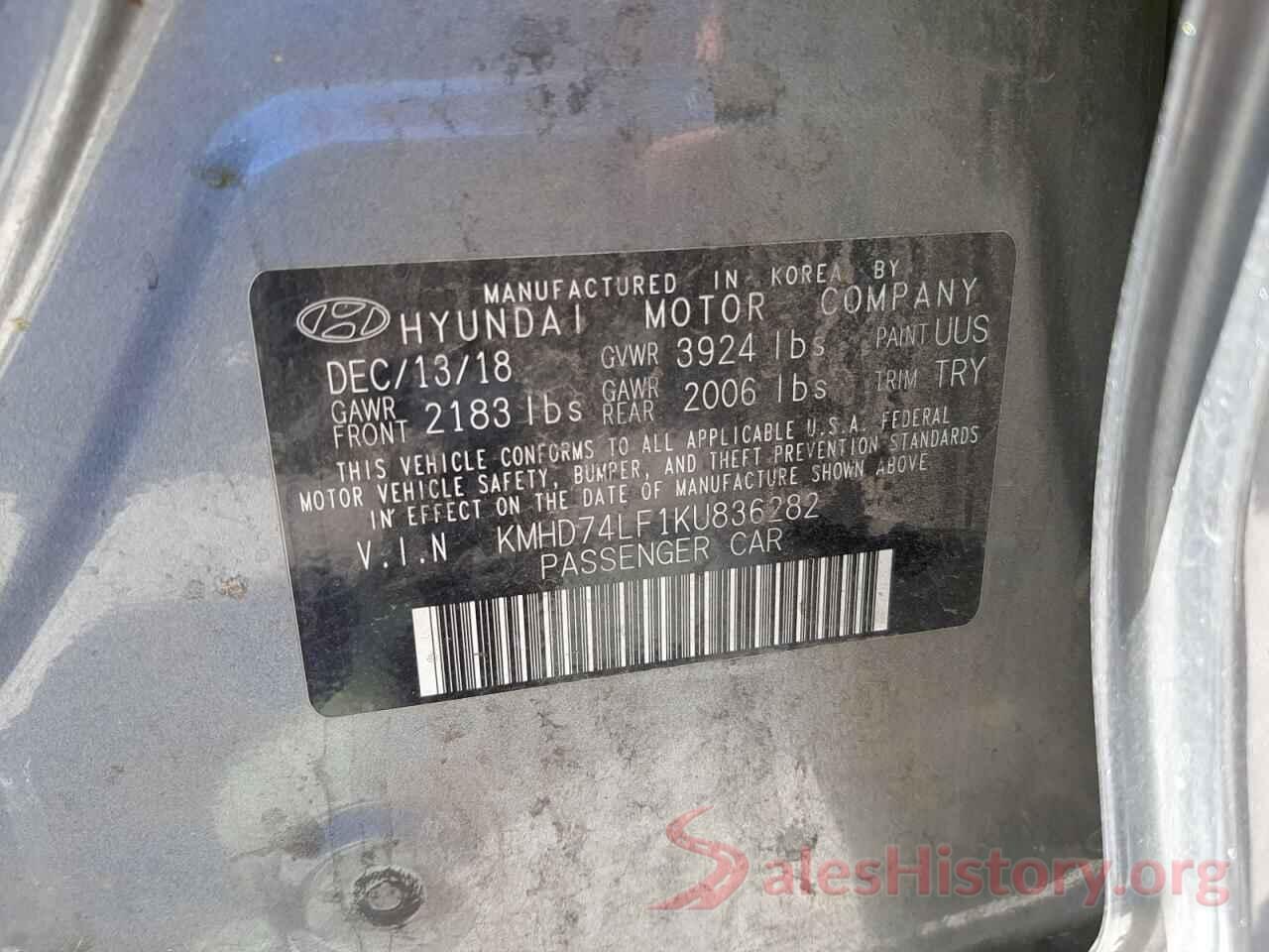 KMHD74LF1KU836282 2019 HYUNDAI ELANTRA