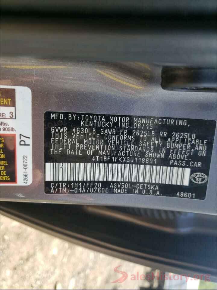 4T1BF1FKXGU118691 2016 TOYOTA CAMRY