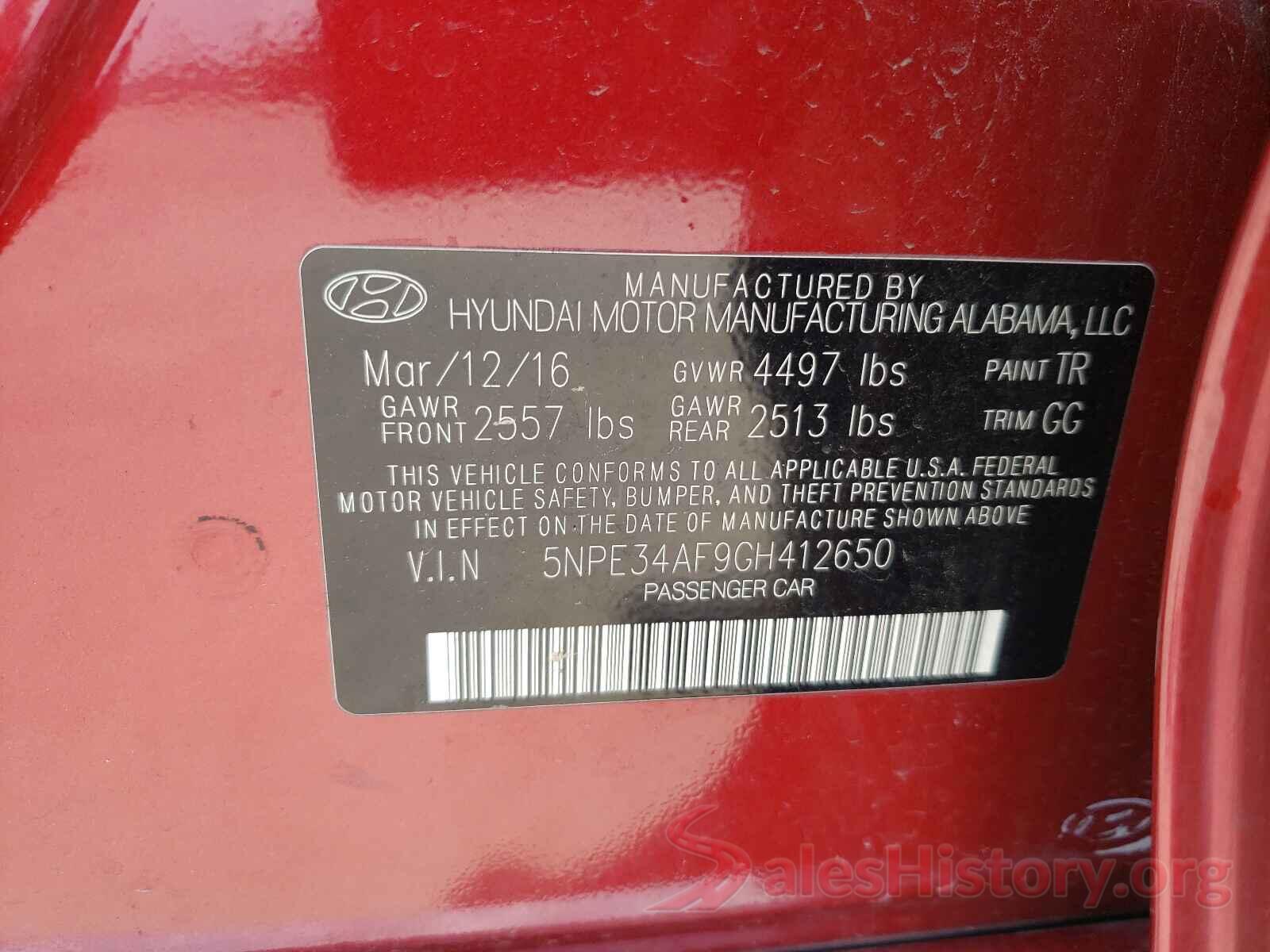 5NPE34AF9GH412650 2016 HYUNDAI SONATA