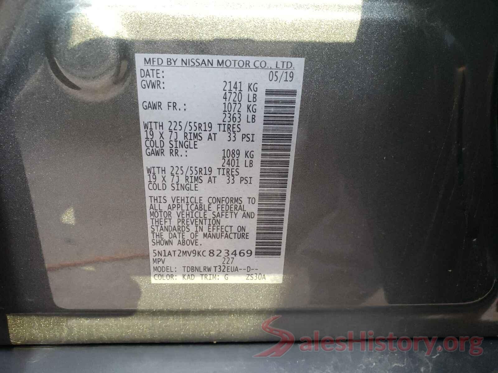 5N1AT2MV9KC823469 2019 NISSAN ROGUE