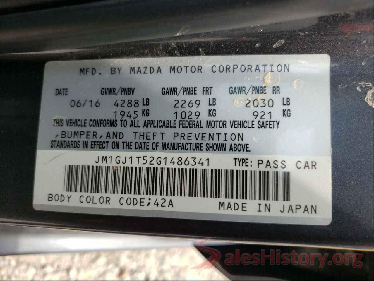 JM1GJ1T52G1486341 2016 MAZDA 6