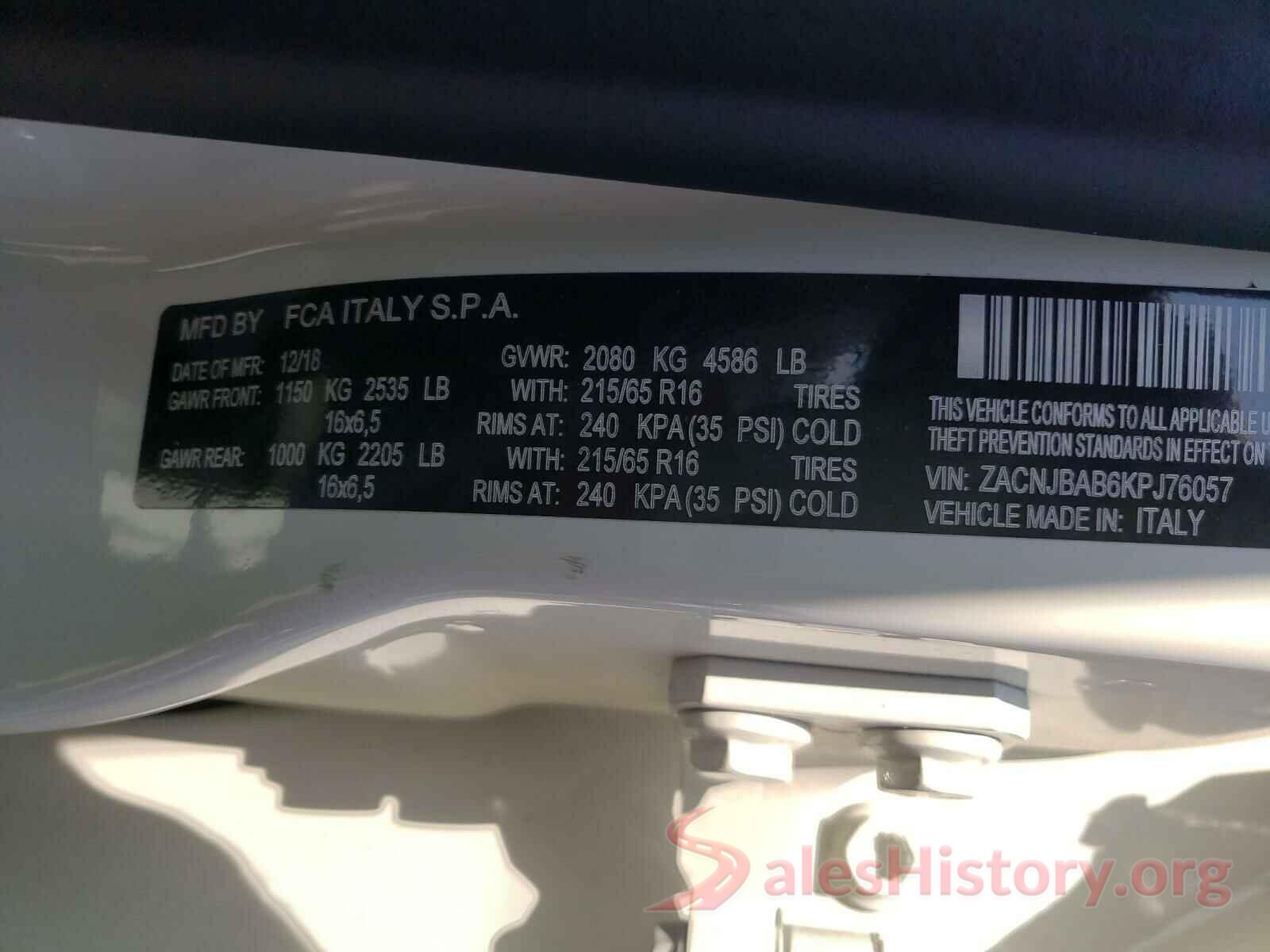 ZACNJBAB6KPJ76057 2019 JEEP RENEGADE