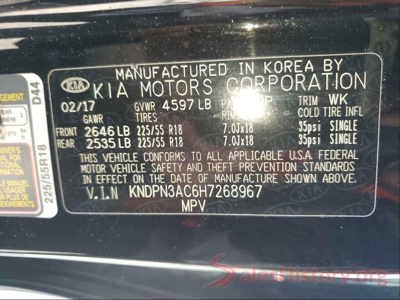 KNDPN3AC6H7268967 2017 KIA SPORTAGE