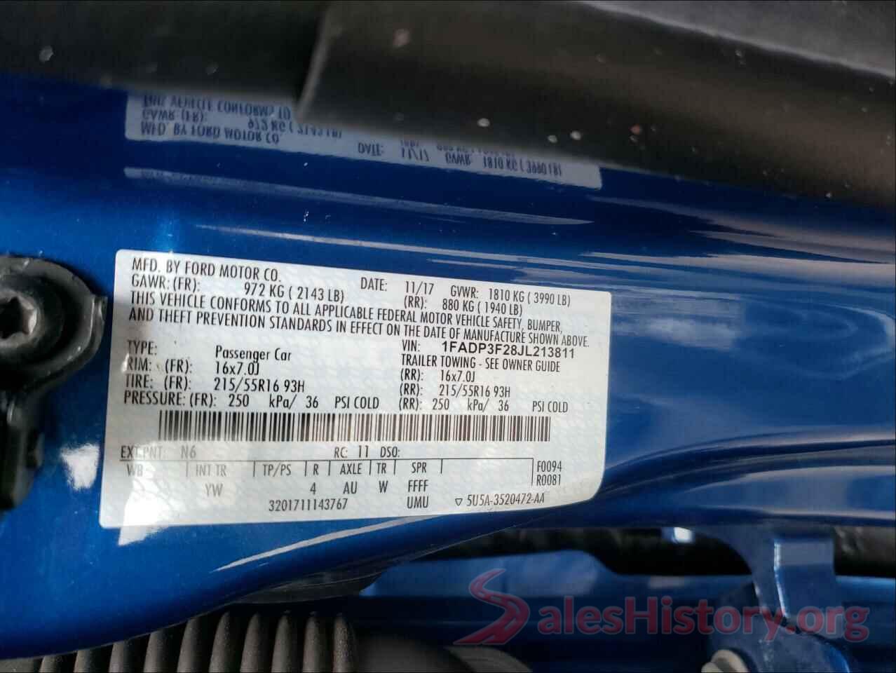 1FADP3F28JL213811 2018 FORD FOCUS