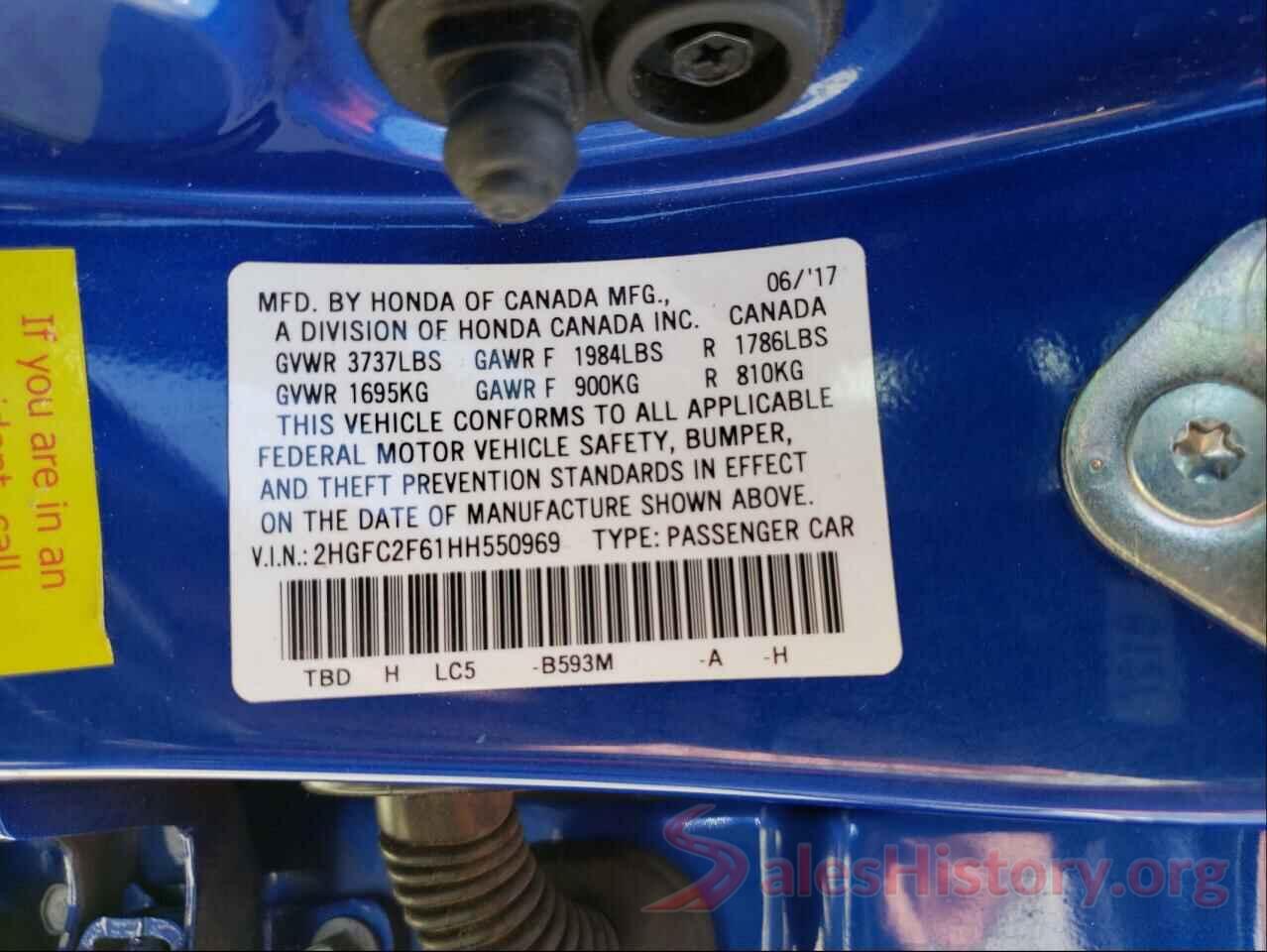 2HGFC2F61HH550969 2017 HONDA CIVIC