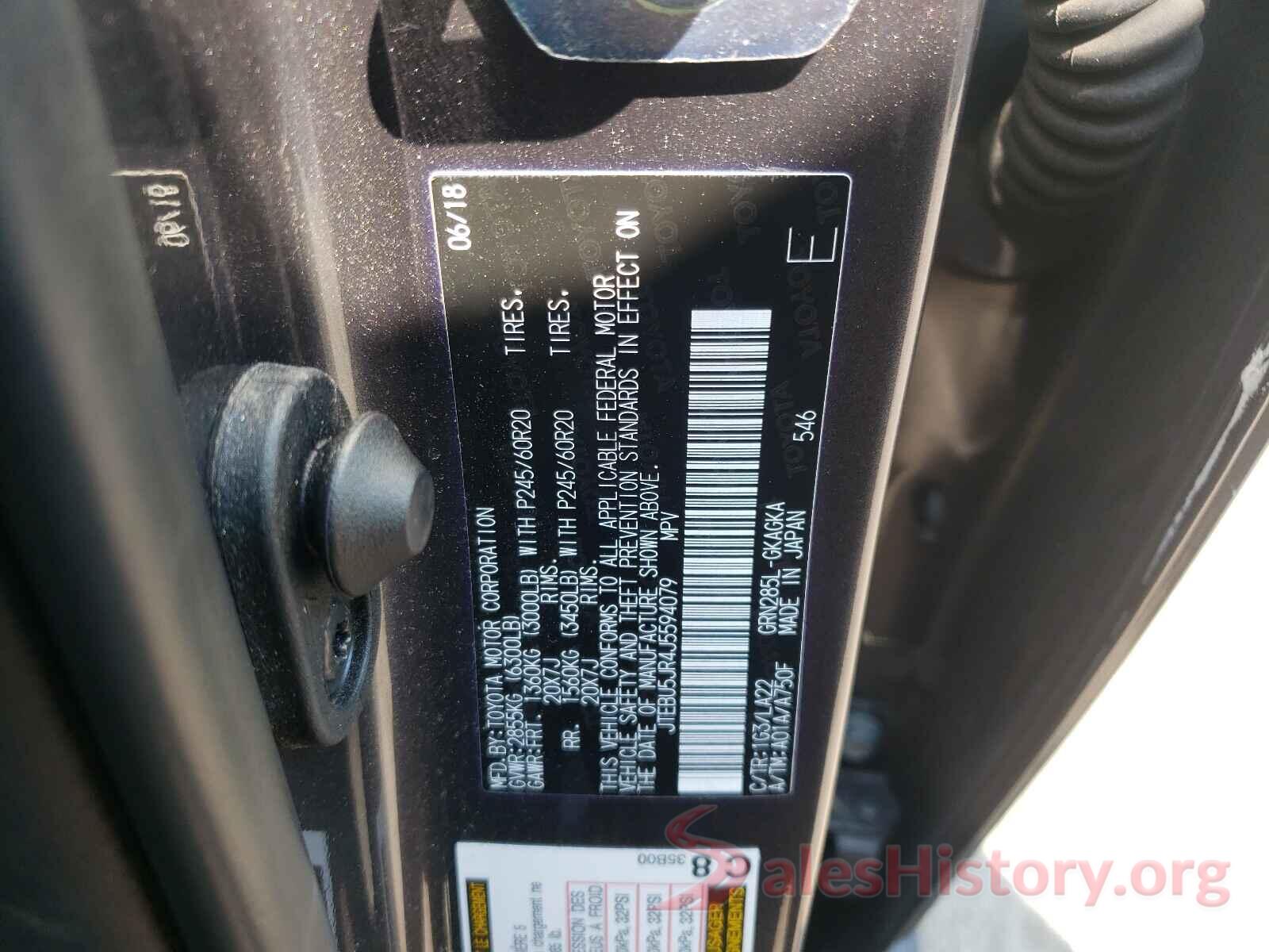 JTEBU5JR4J5594079 2018 TOYOTA 4RUNNER