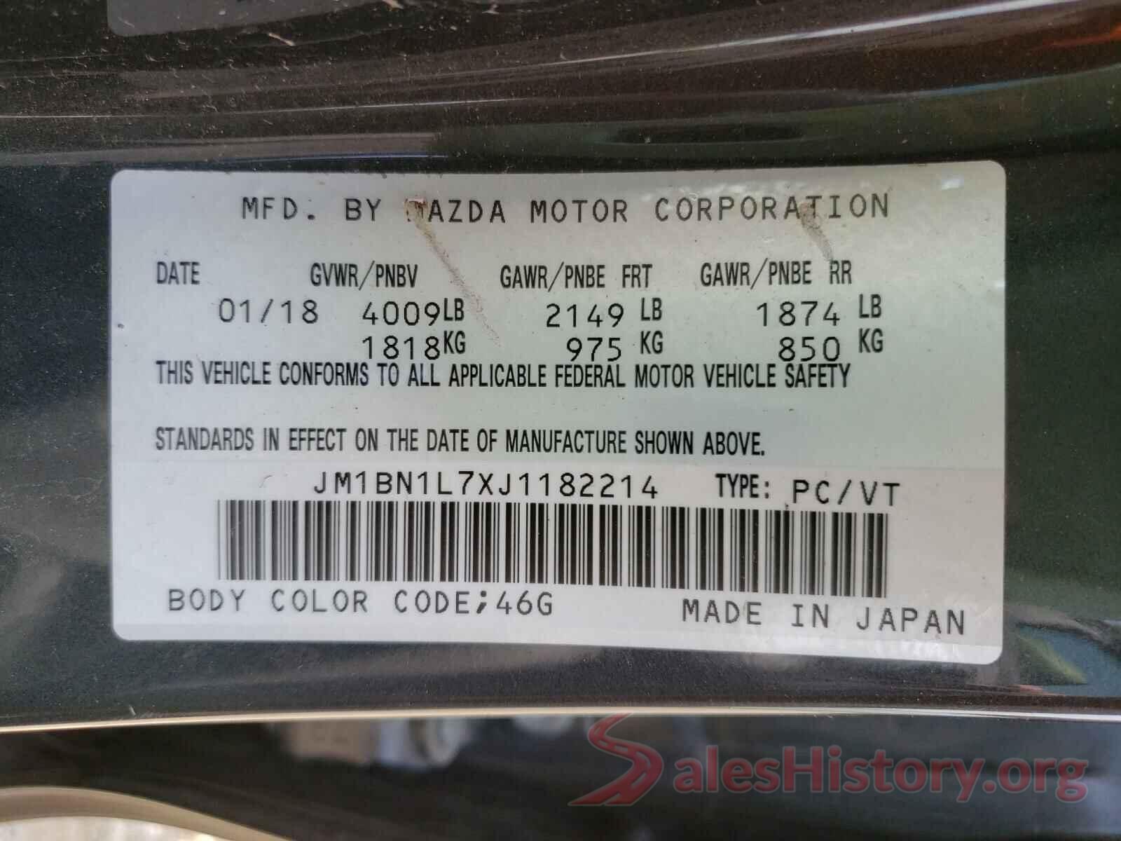 JM1BN1L7XJ1182214 2018 MAZDA 3