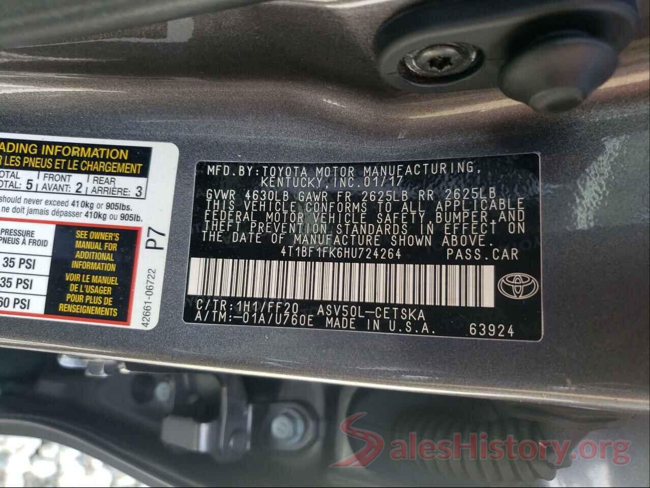 4T1BF1FK6HU724264 2017 TOYOTA CAMRY