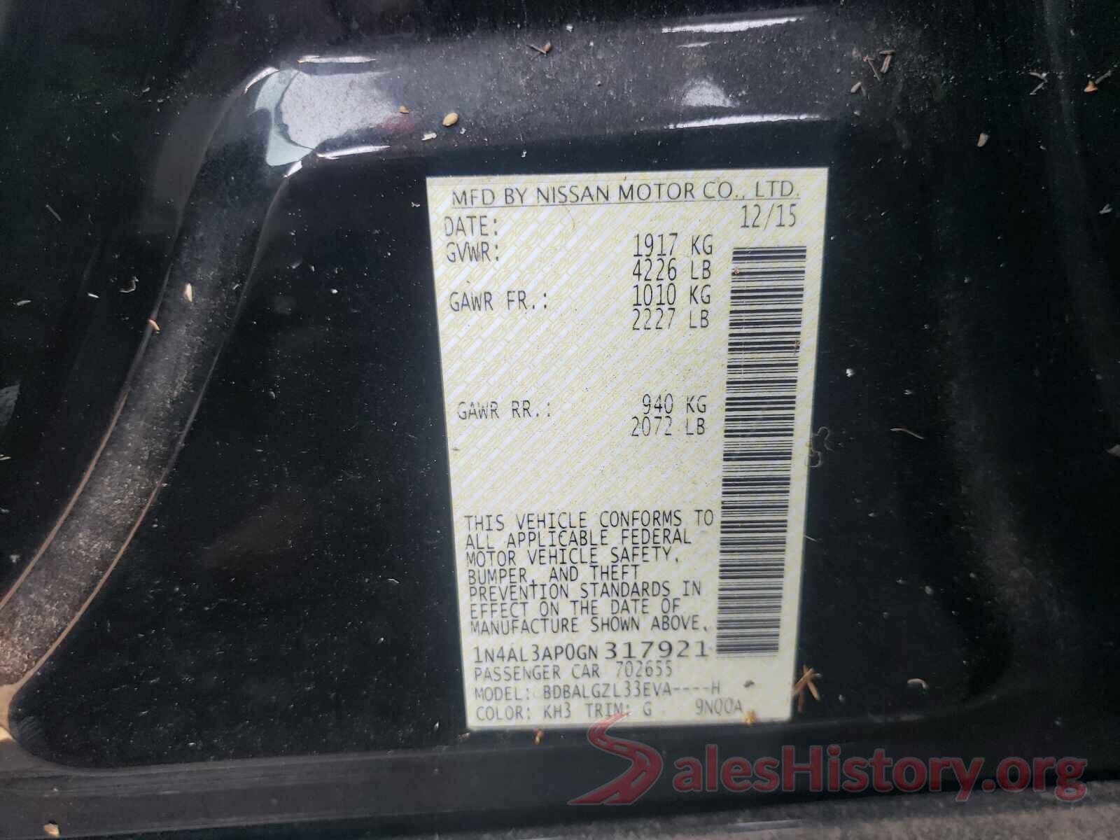 1N4AL3AP0GN317921 2016 NISSAN ALTIMA