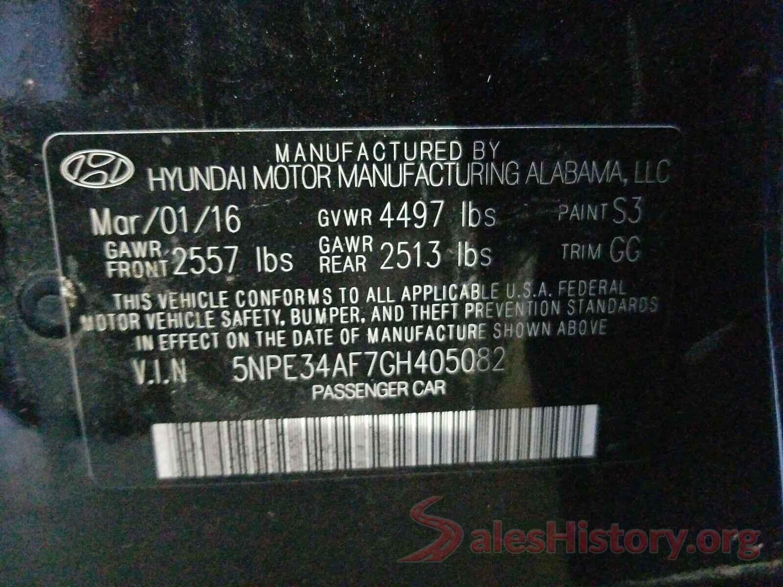 5NPE34AF7GH405082 2016 HYUNDAI SONATA